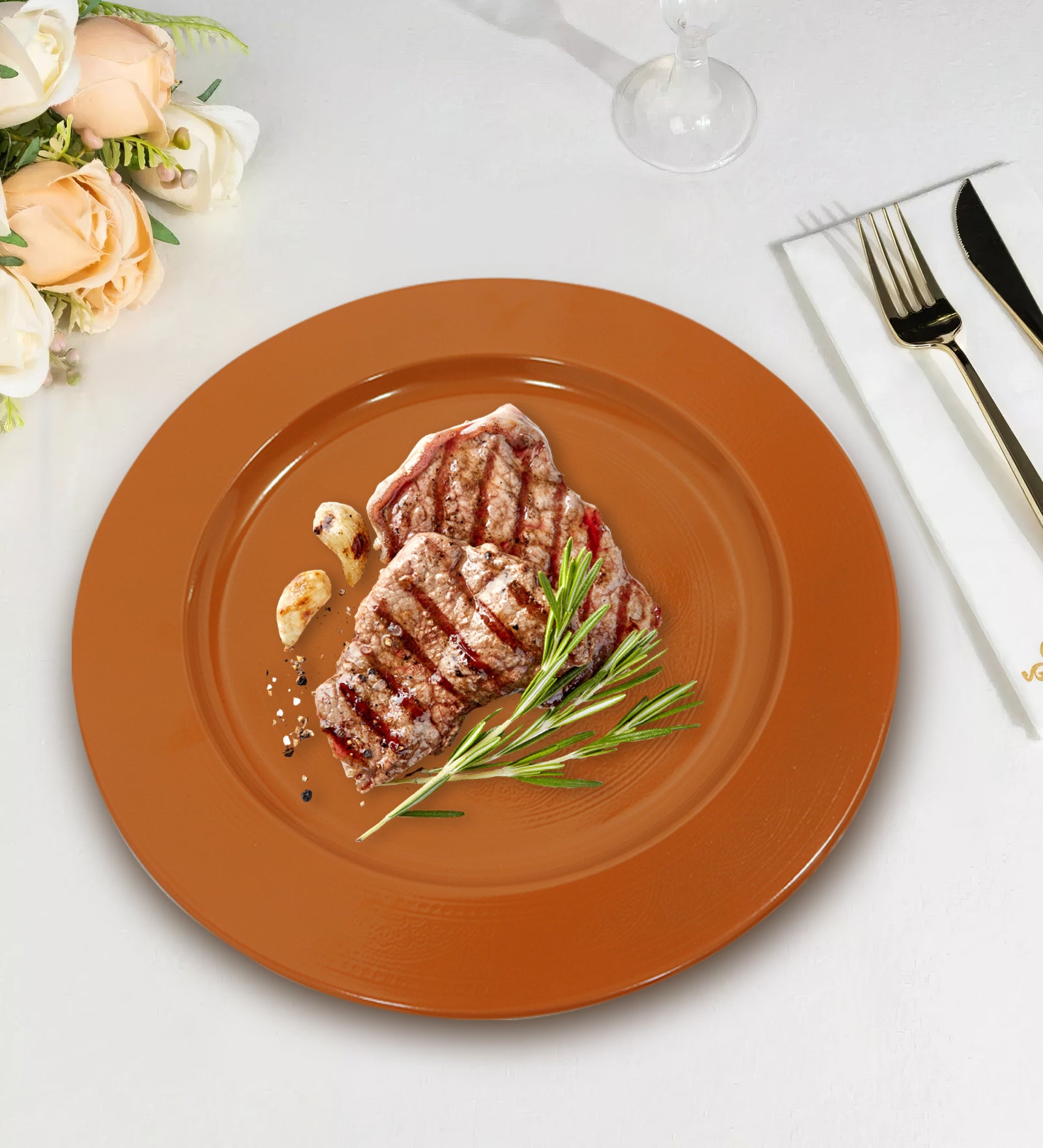 Metalsmith 13 Inch Round Decorative Serving Plate For Formal Occasions, Parties And Wedding Charger Plate (Pack of 4)