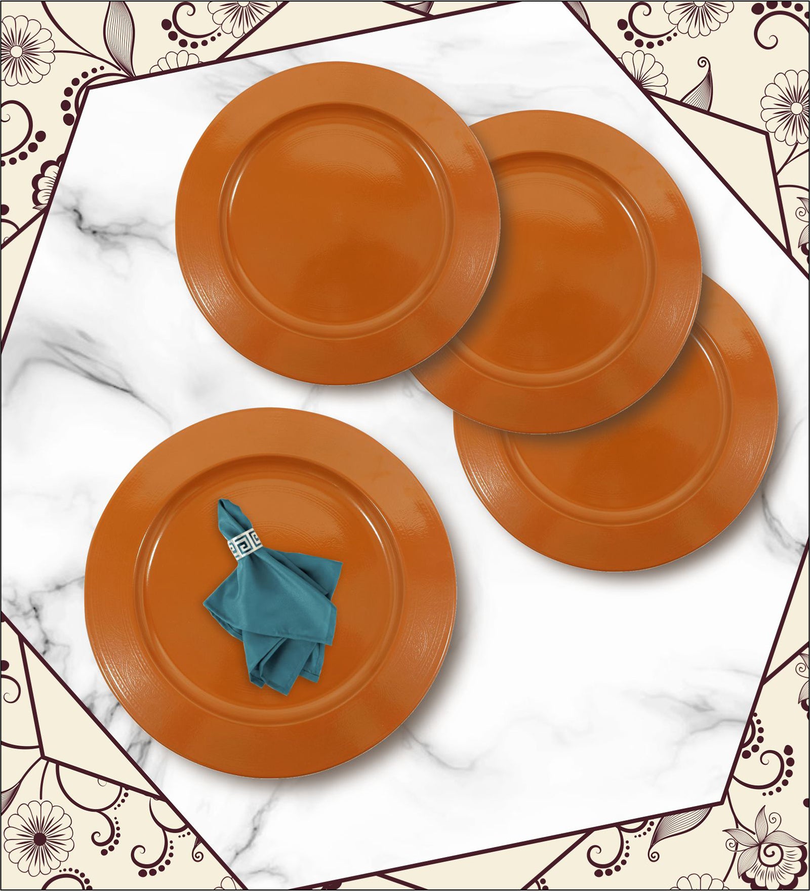 Metalsmith 13 Inch Round Decorative Serving Plate For Formal Occasions, Parties And Wedding Charger Plate (Pack of 4)