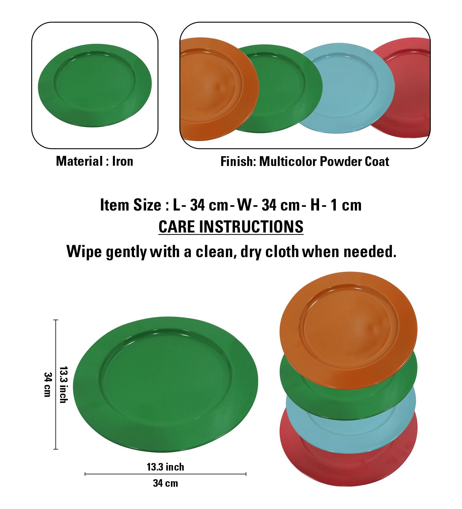 Metalsmith 13 Inch Round Decorative Serving Plate For Formal Occasions, Parties And Wedding Charger Plate (Pack of 4)