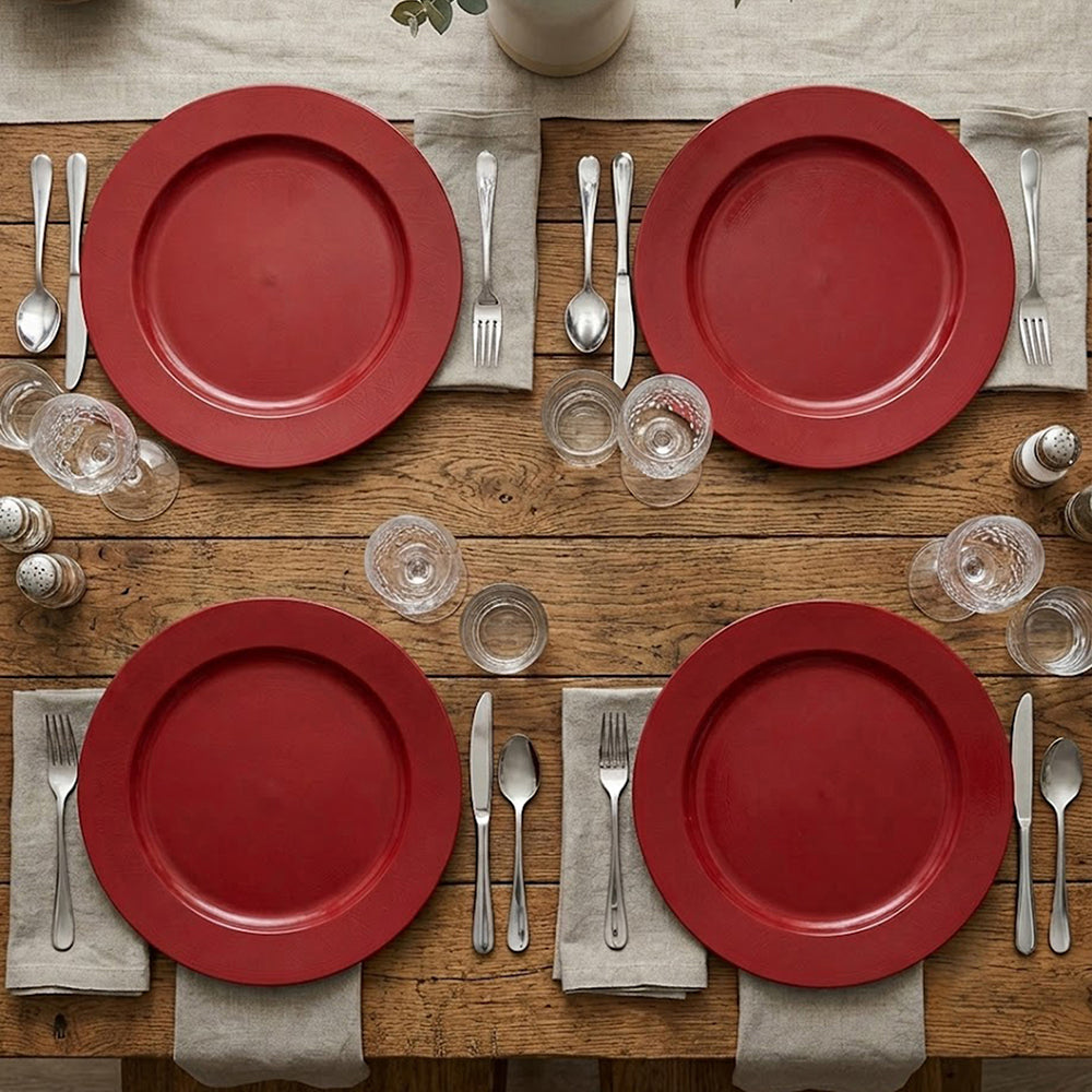 Metal Charger Plate, Set Of 4 - Red