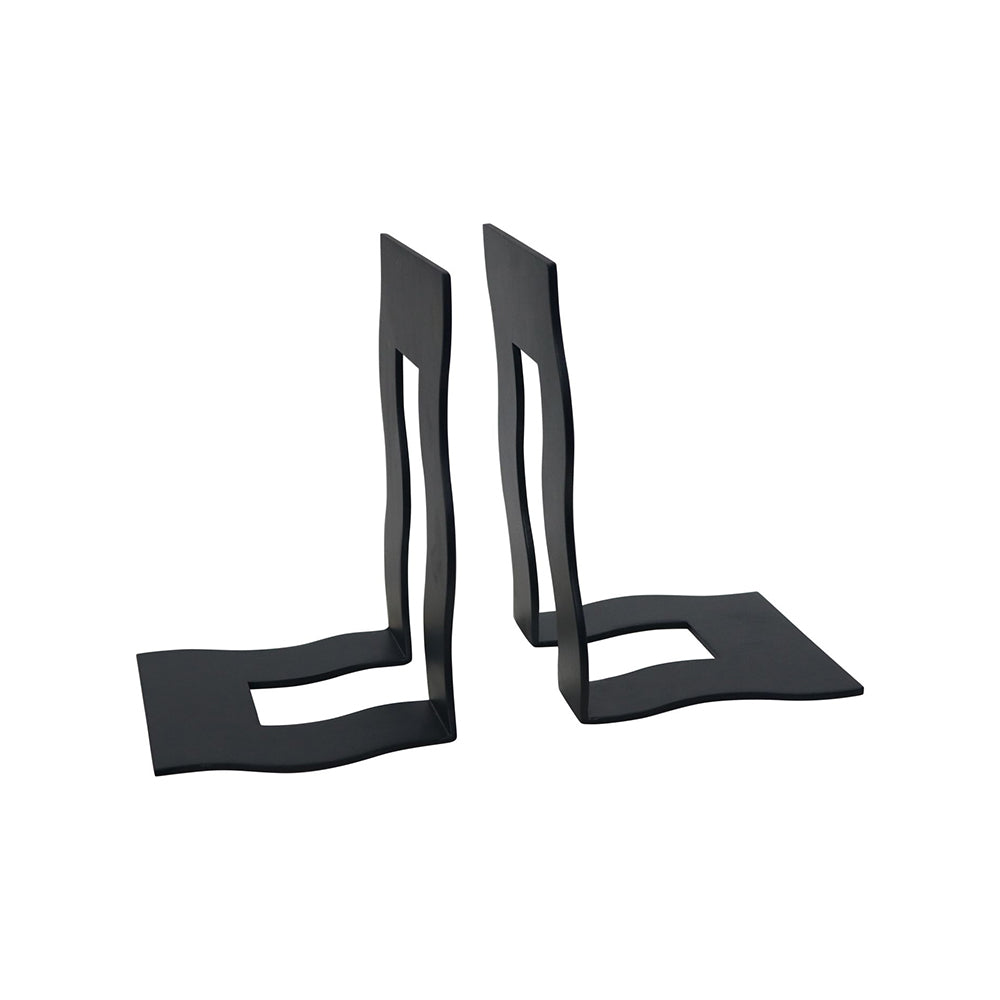 Wave Metal Bookend - Black