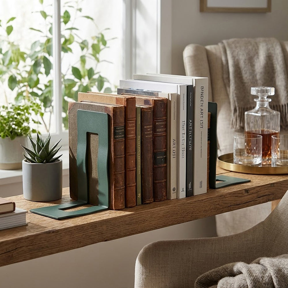 Wave Metal Bookend - Green