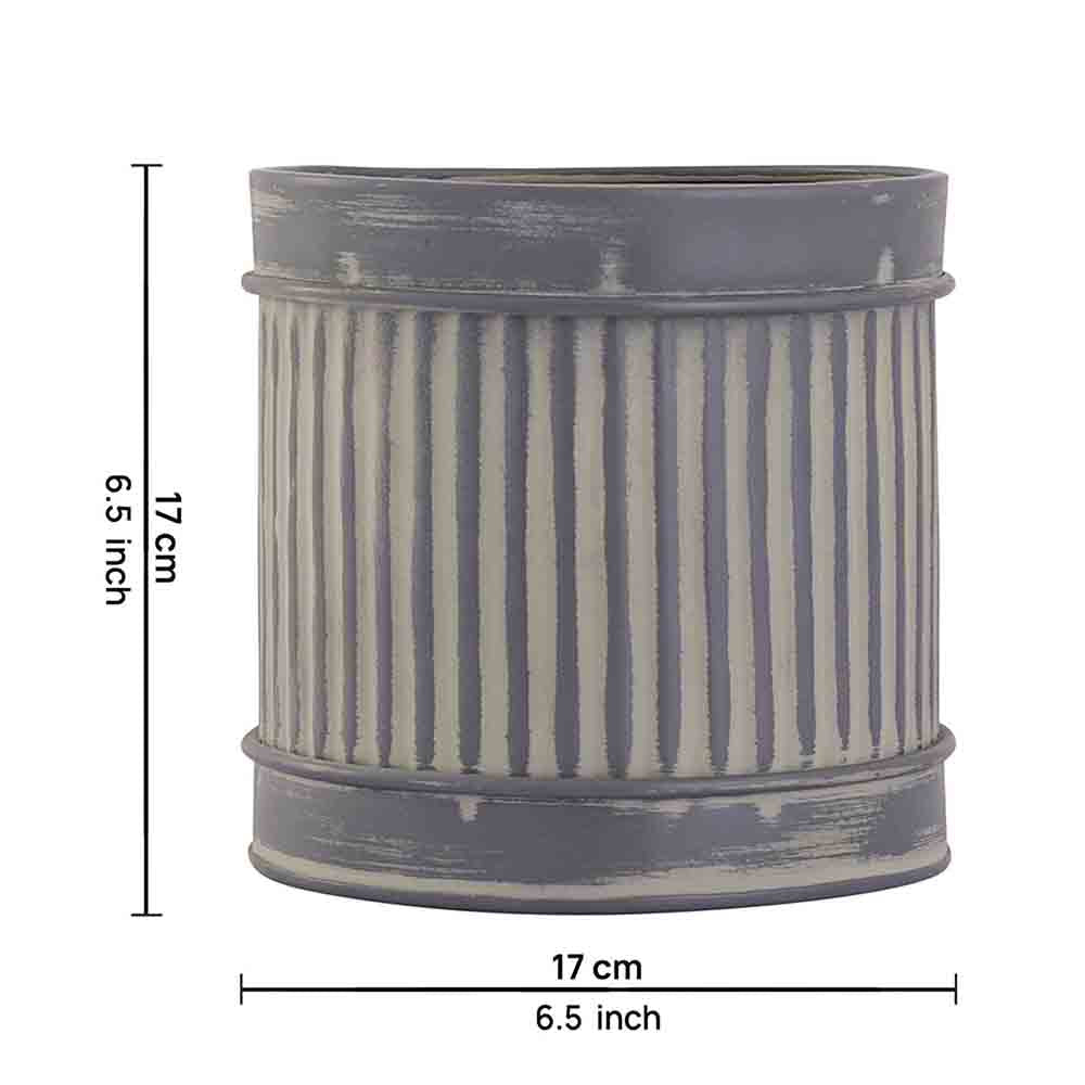 Grey Metal Table Planter For Indoor Plants And Flowers For Home And Office