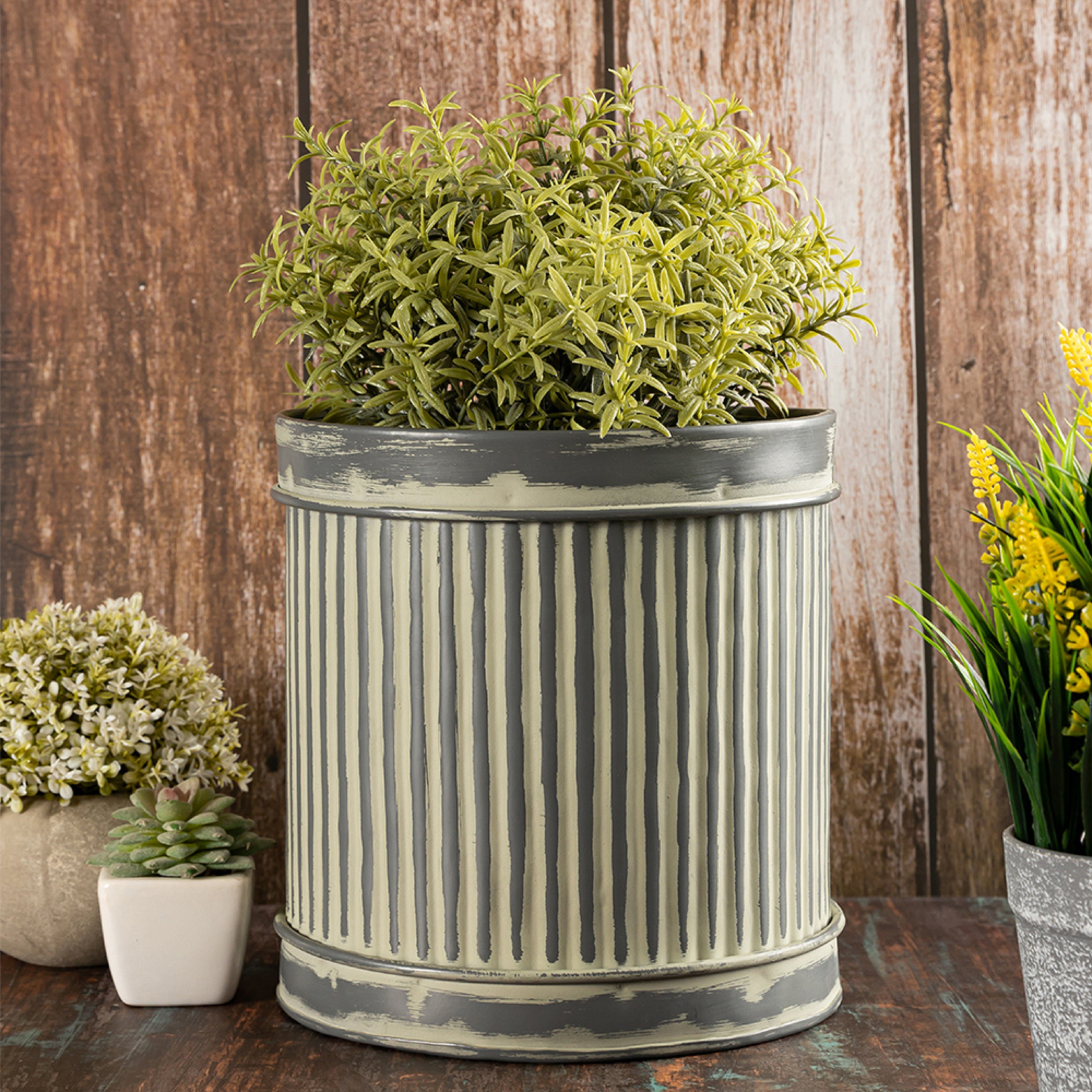 Grey Metal Table Planter For Indoor Plants And Flowers For Home And Office
