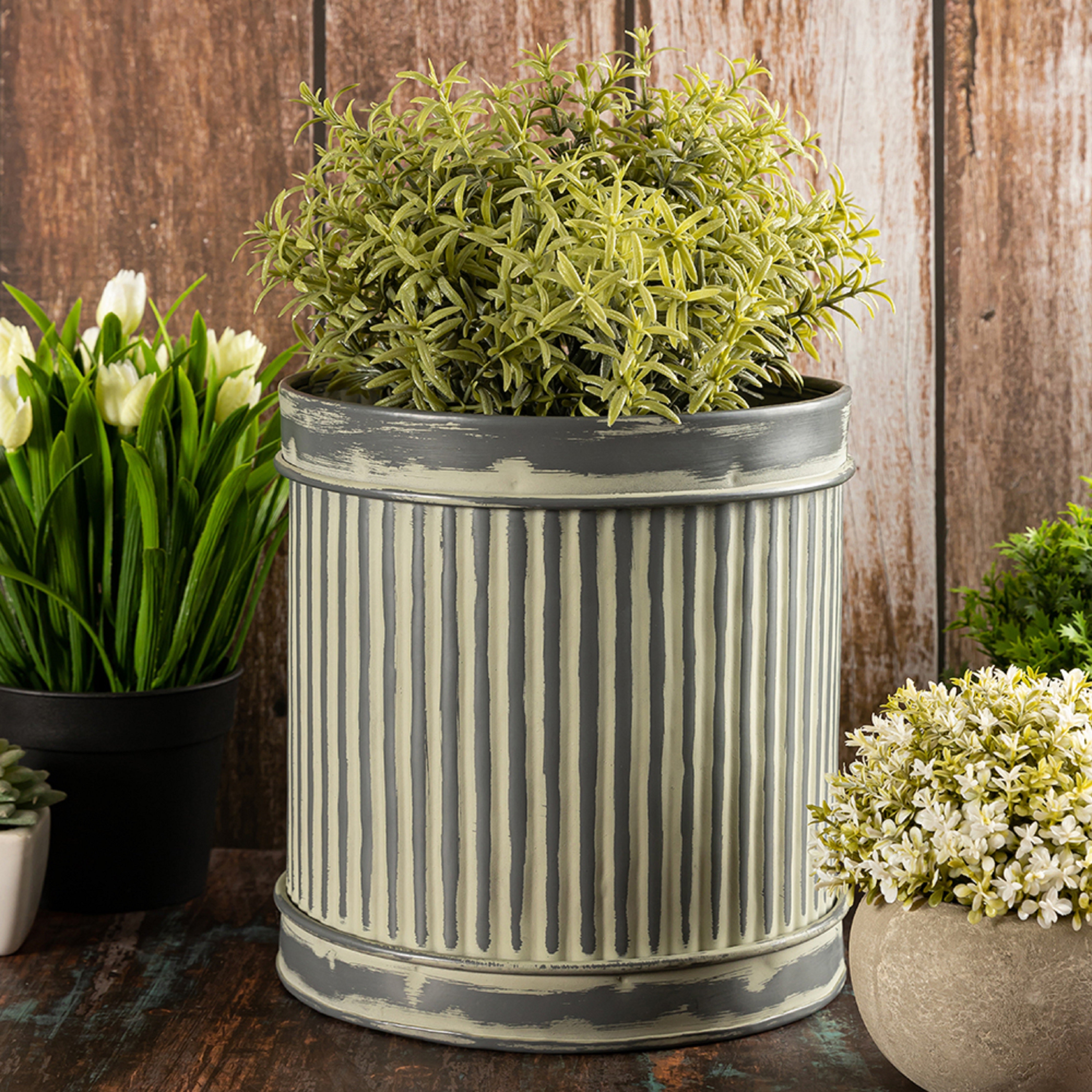 Grey Metal Table Planter For Indoor Plants And Flowers For Home And Office