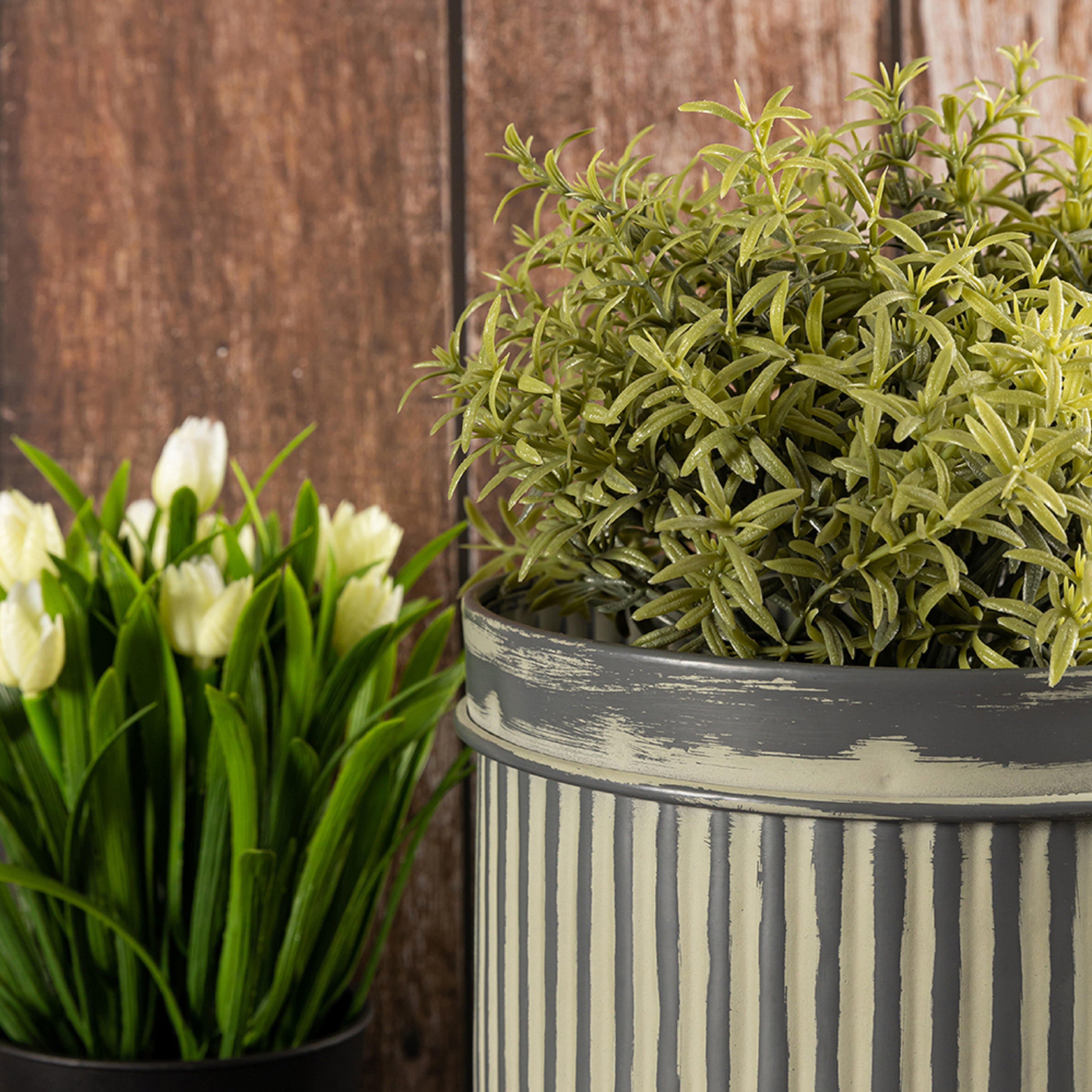 Grey Metal Table Planter For Indoor Plants And Flowers For Home And Office