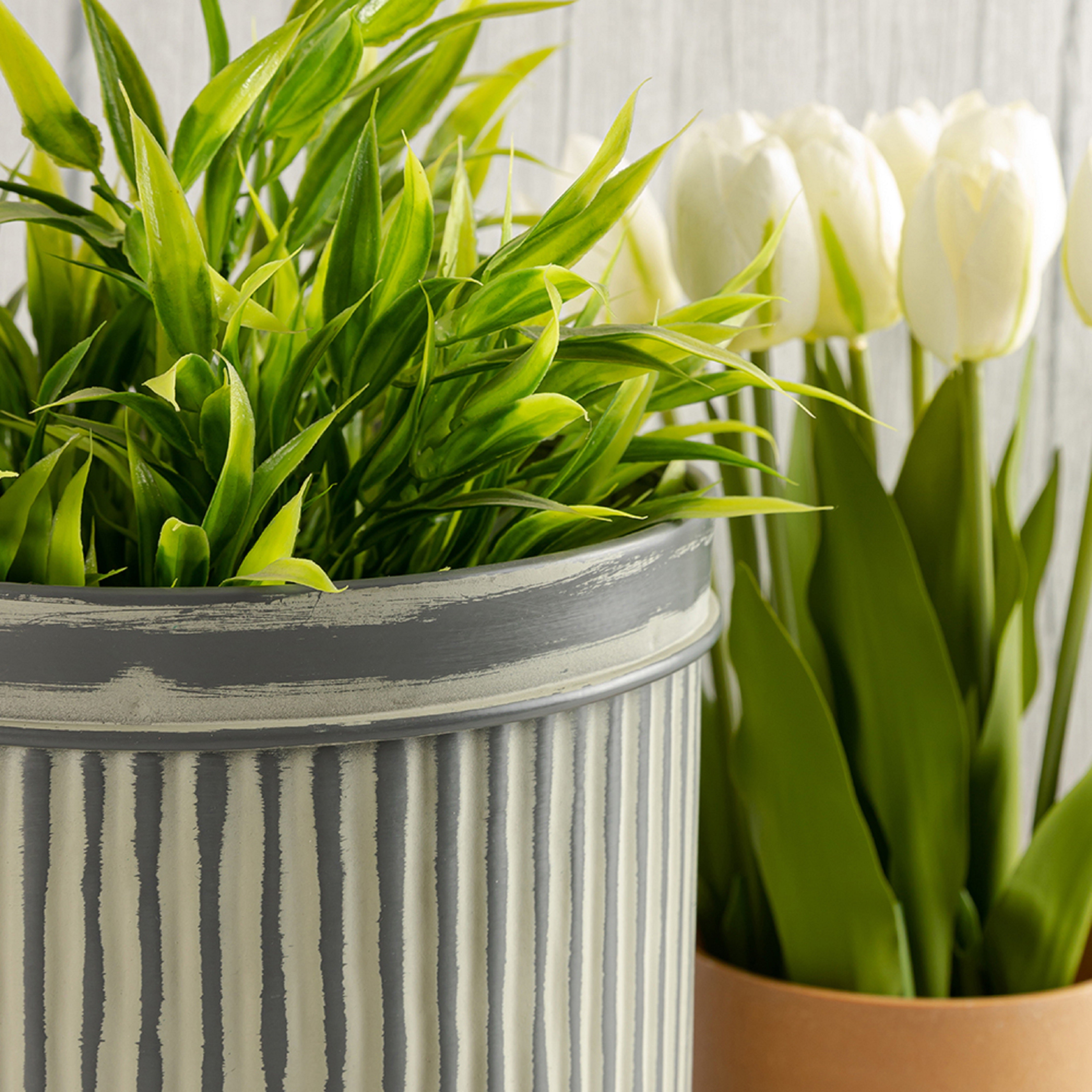 Grey Metal Table Planter For Indoor Plants And Flowers For Home And Office