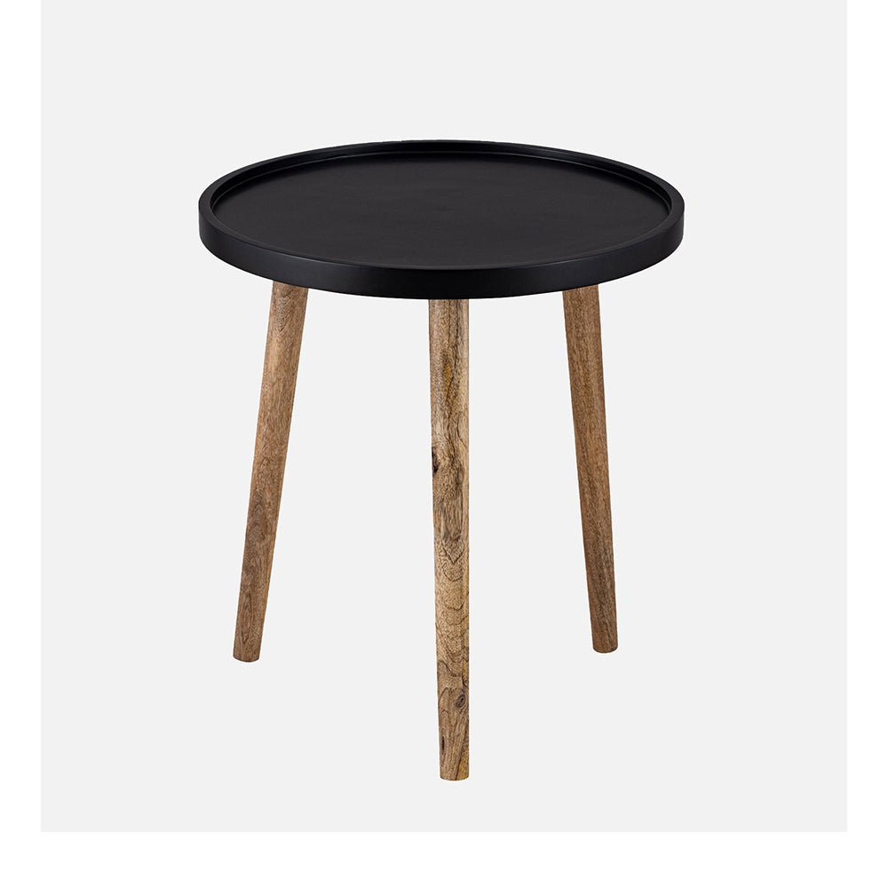 Tripod Wooden Side Table, Large - Natural & Black