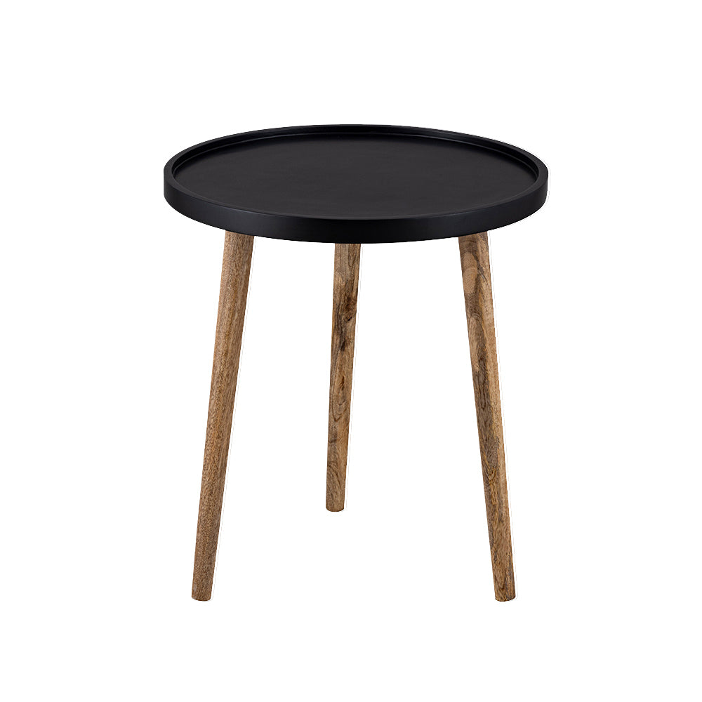 Tripod Wooden Side Table, Large - Natural & Black