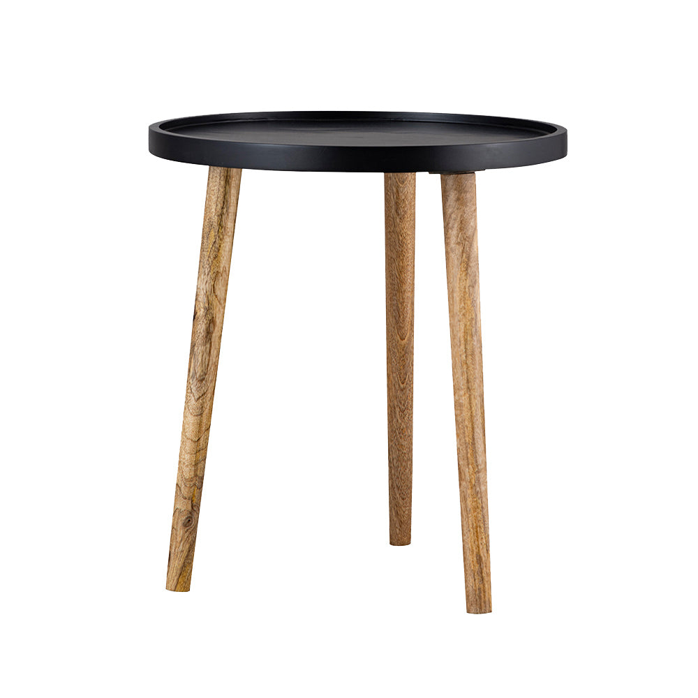Tripod Wooden Side Table, Large - Natural & Black