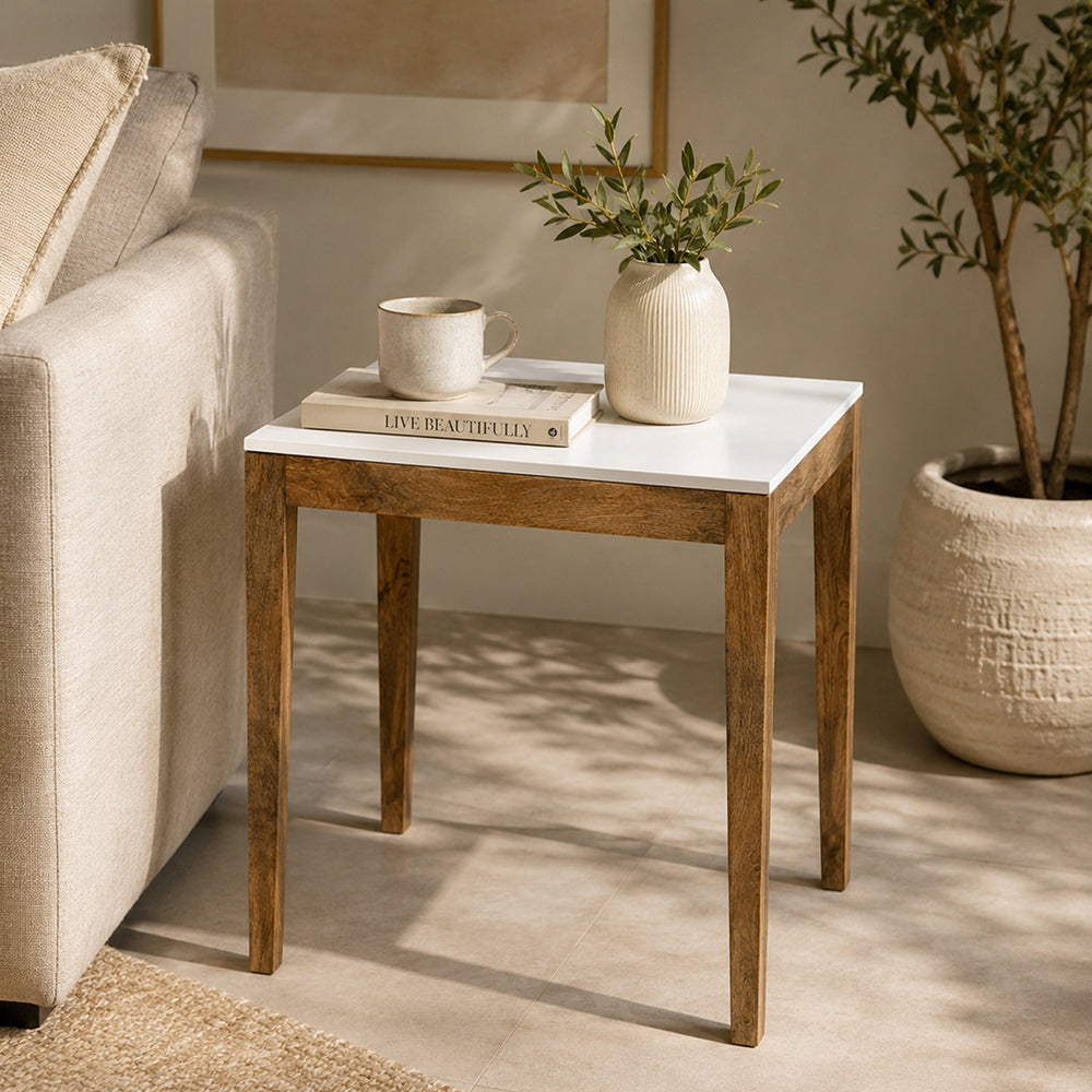 Sockel Wooden Side Table, Large - White