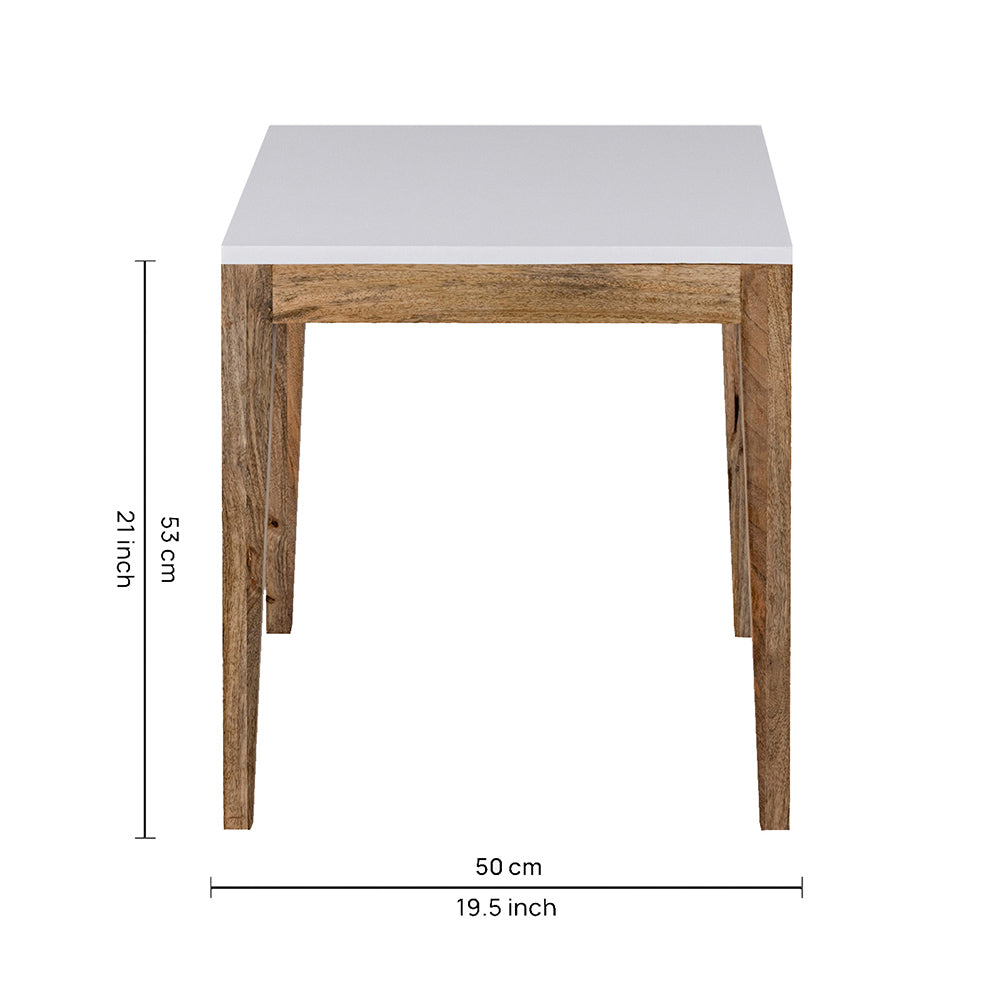 Sockel Wooden Side Table, Medium - White