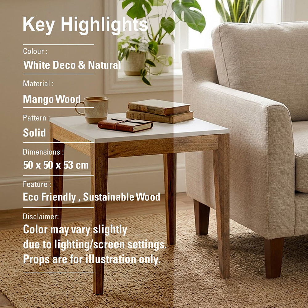 Sockel Wooden Side Table, Medium - White