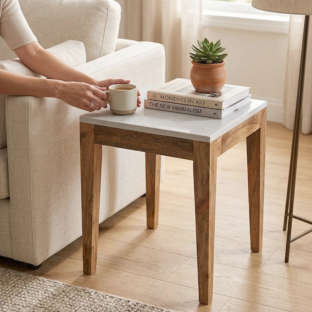 Sockel Wooden Side Table, Small - White