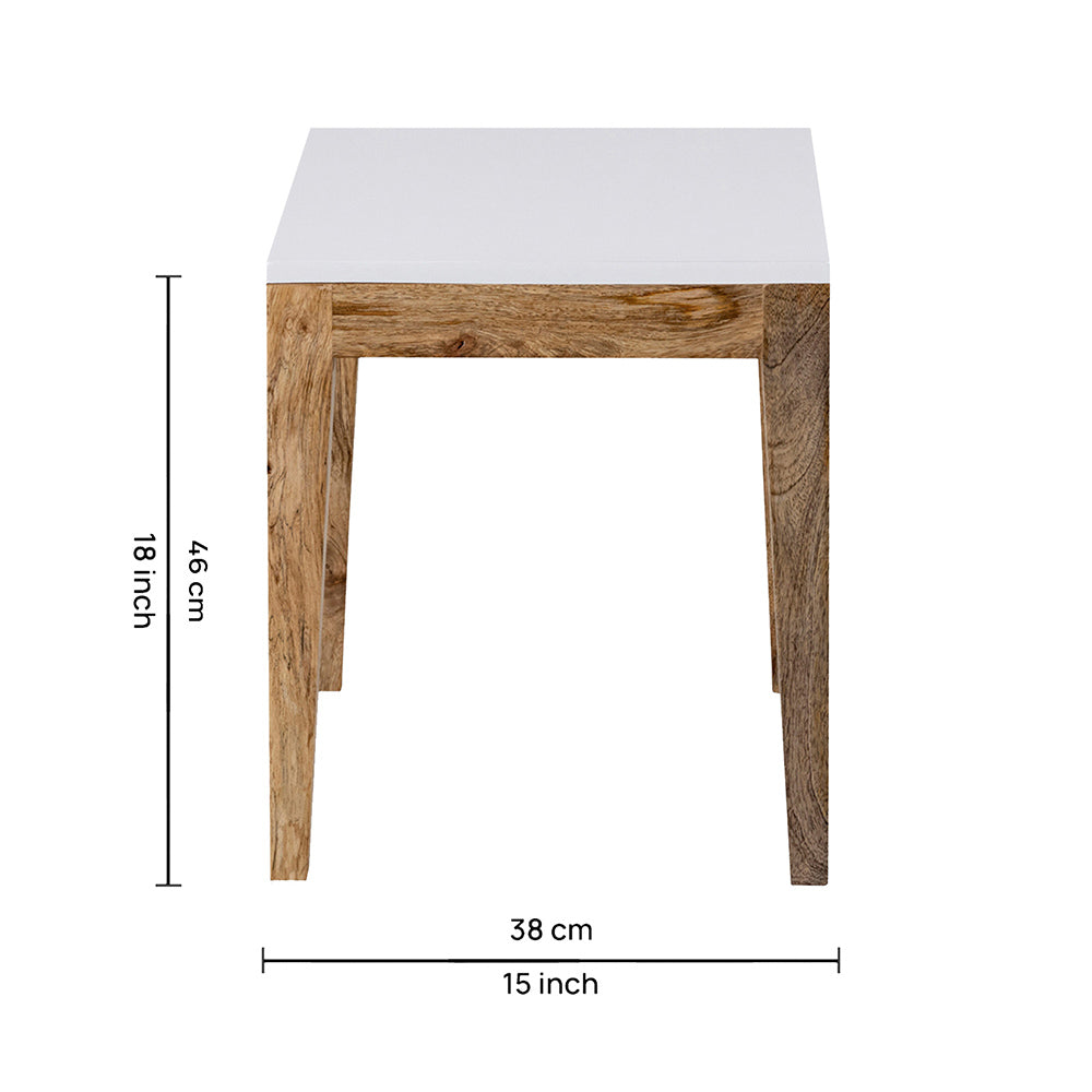 Sockel Wooden Side Table, Small - White