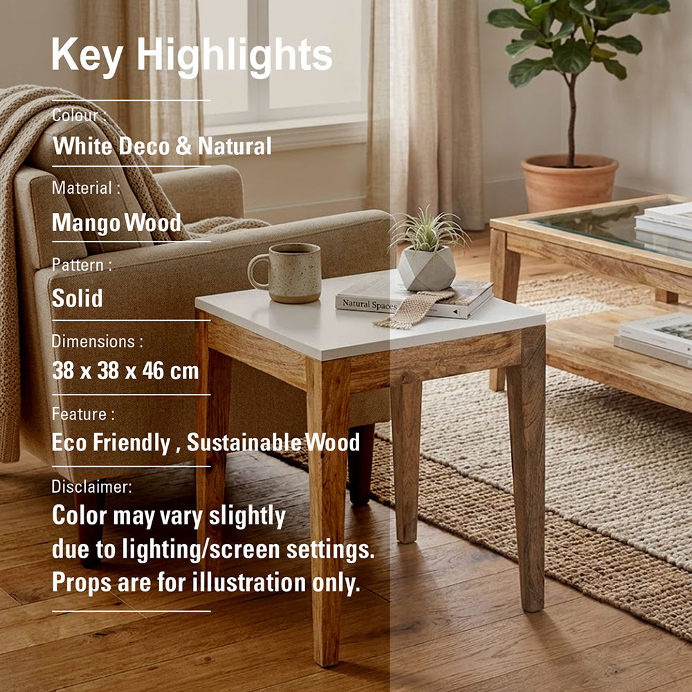 Sockel Wooden Side Table, Small - White