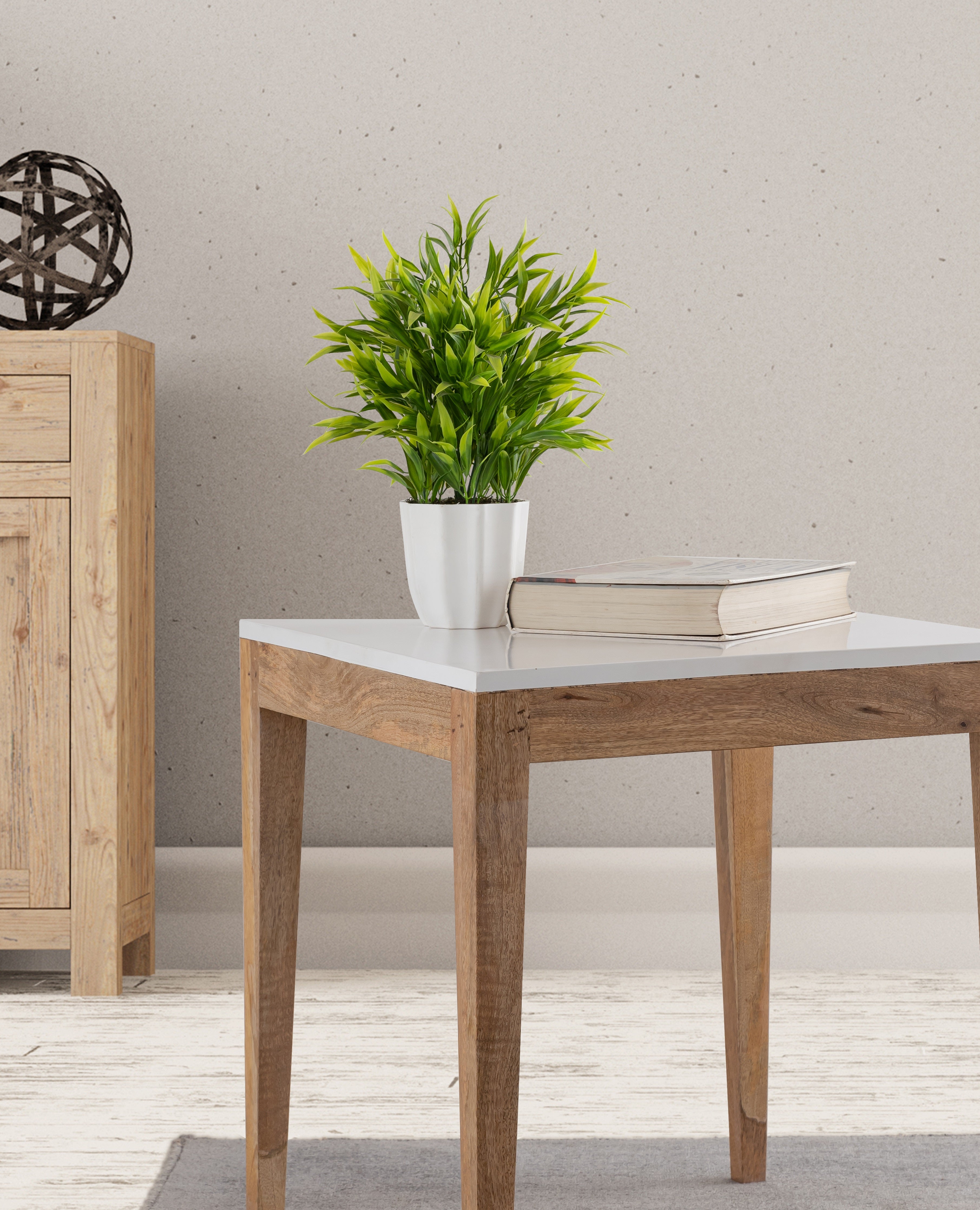 White Wooden Side Table For Home, Kitchen, Living Room, Balcony And Office