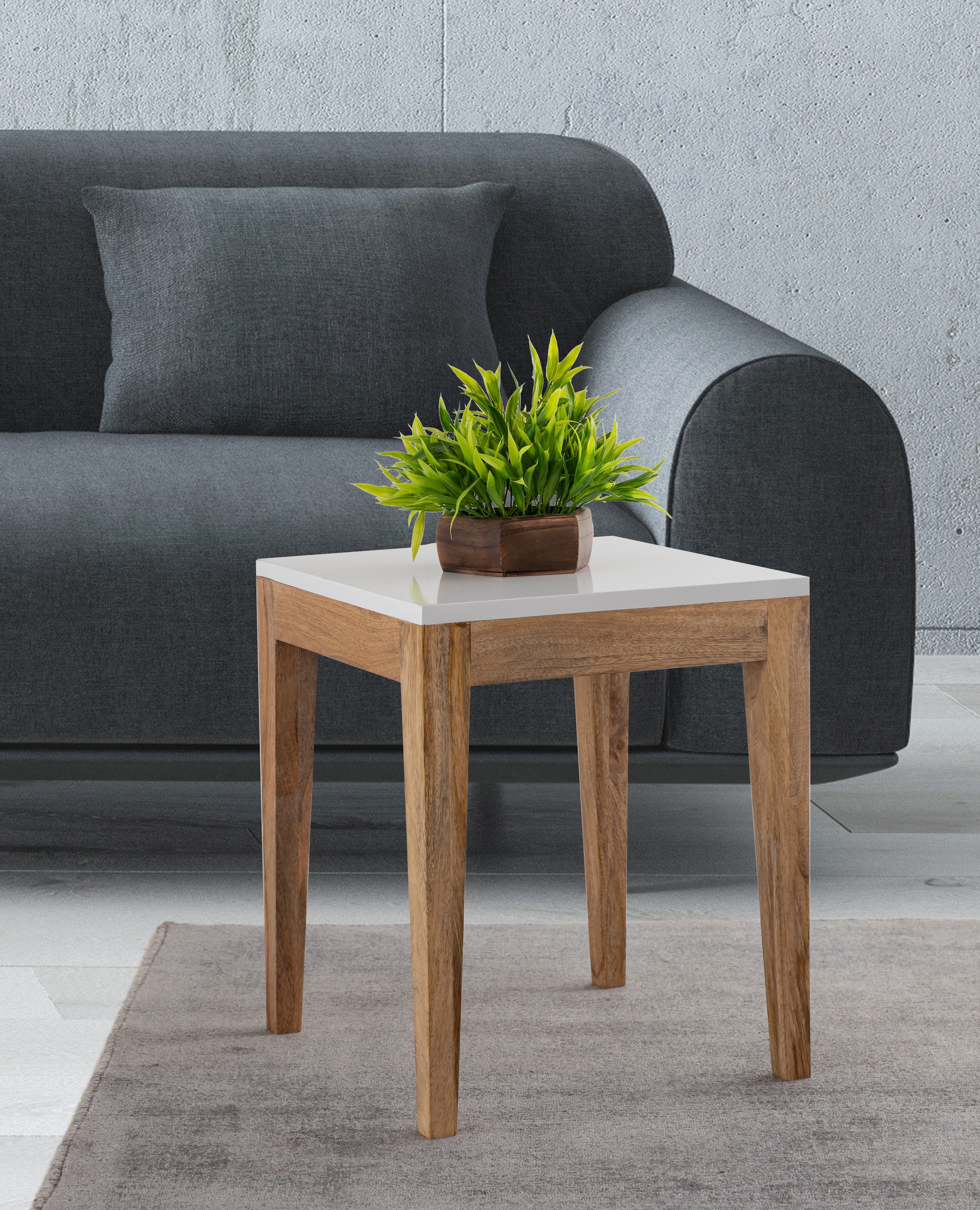 White Wooden Side Table For Home, Kitchen, Living Room, Balcony And Office