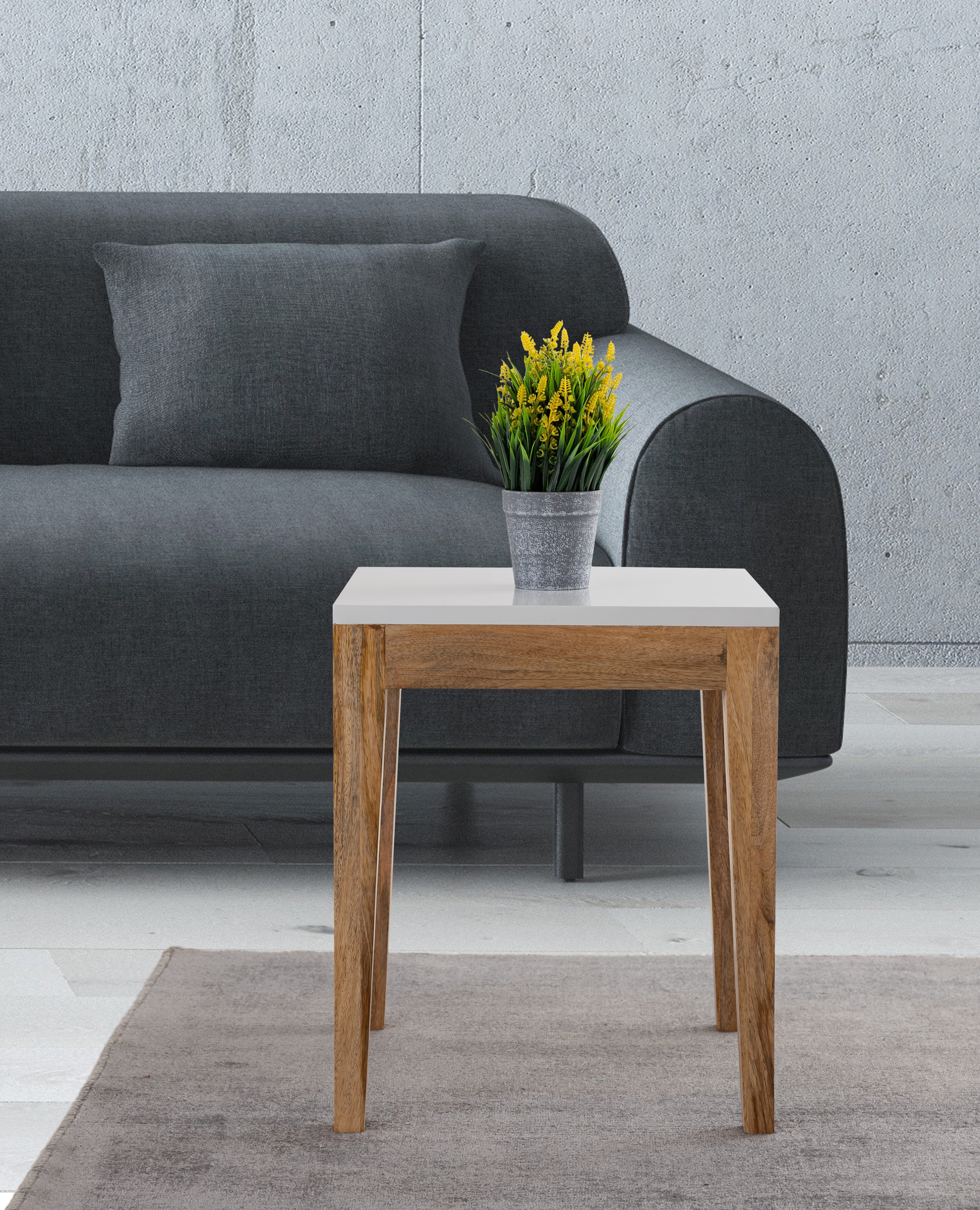 White Wooden Side Table For Home, Kitchen, Living Room, Balcony And Office