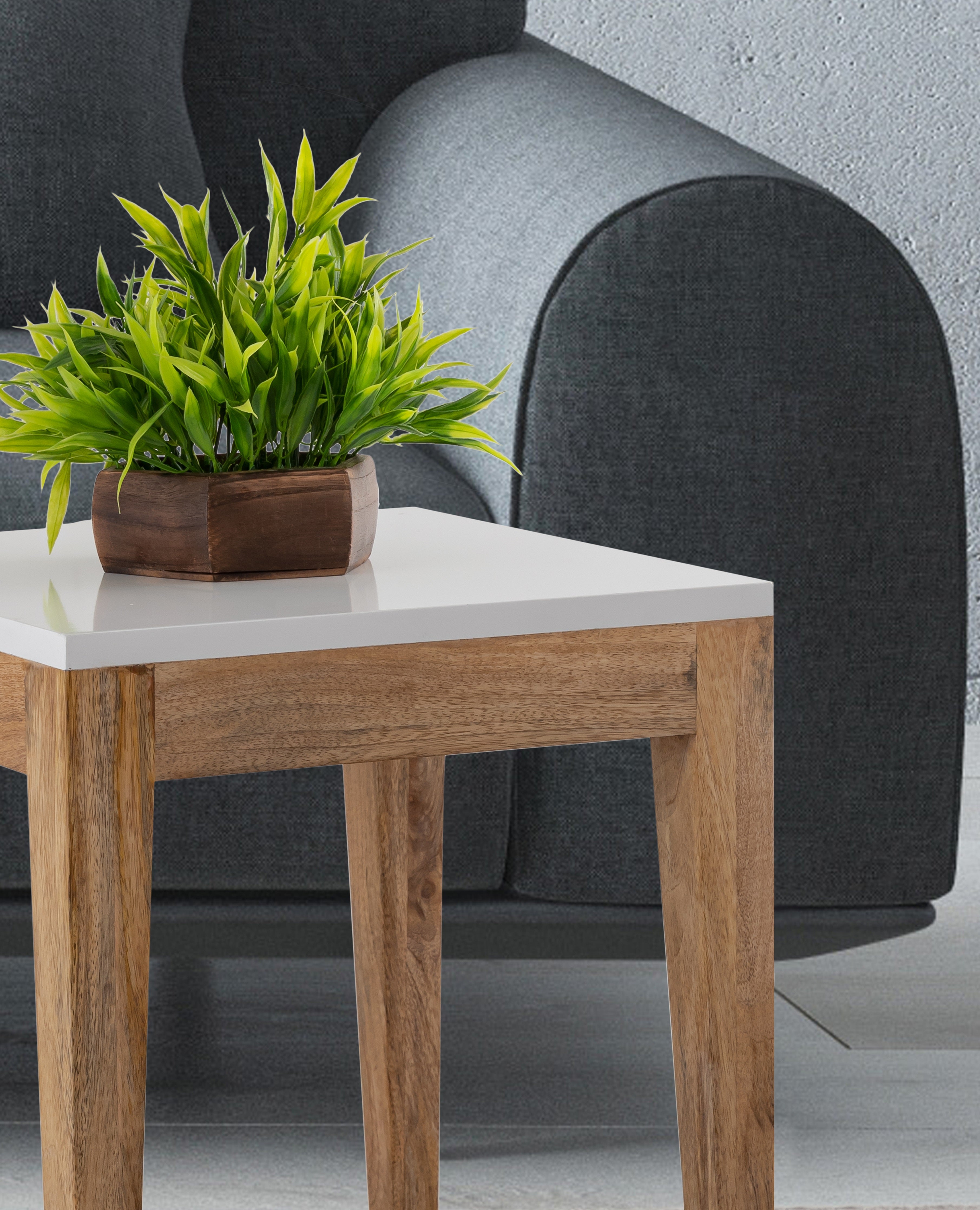 White Wooden Side Table For Home, Kitchen, Living Room, Balcony And Office