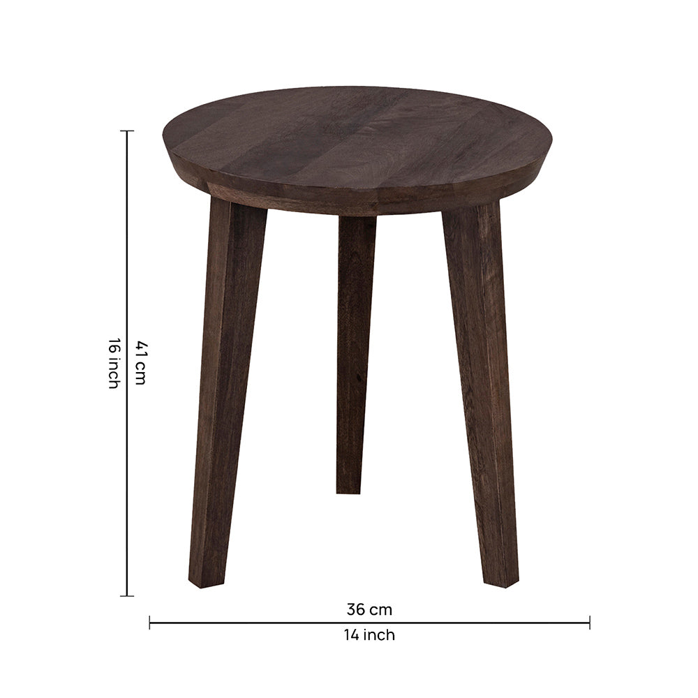 Orb Wooden Side Table, Small - Brown