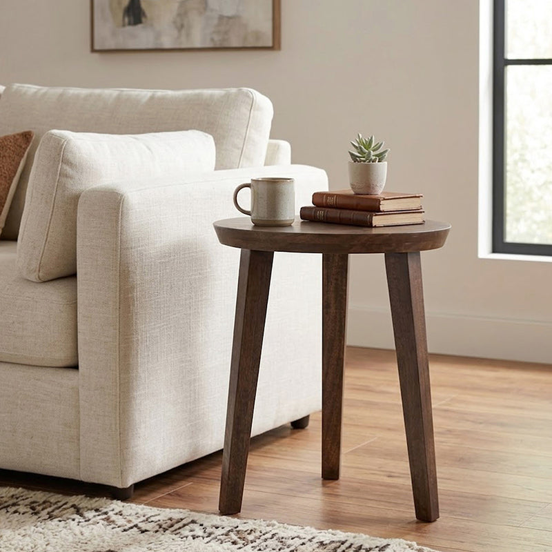 Orb Wooden Side Table, Small - Brown