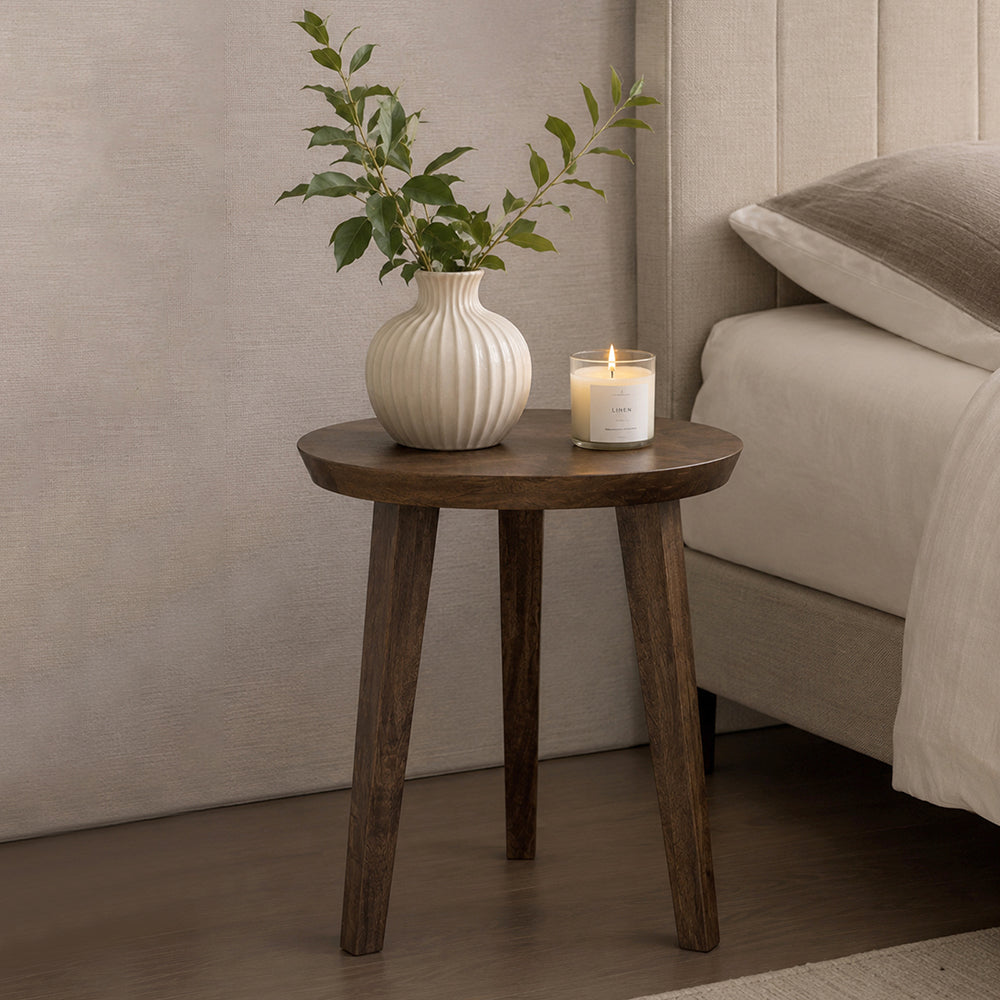 Orb Wooden Side Table, Small - Brown