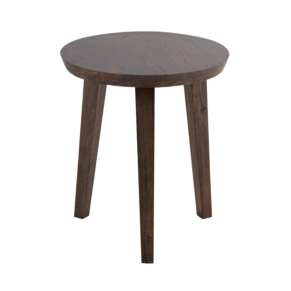 Orb Wooden Side Table, Medium - Brown