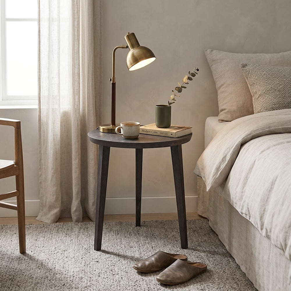 Orb Wooden Side Table, Large - Brown