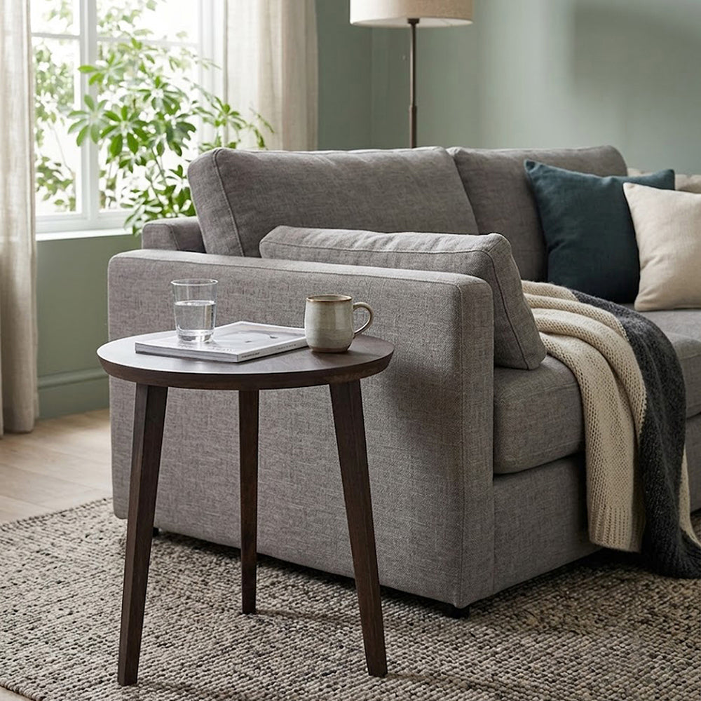 Orb Wooden Side Table, Large - Brown