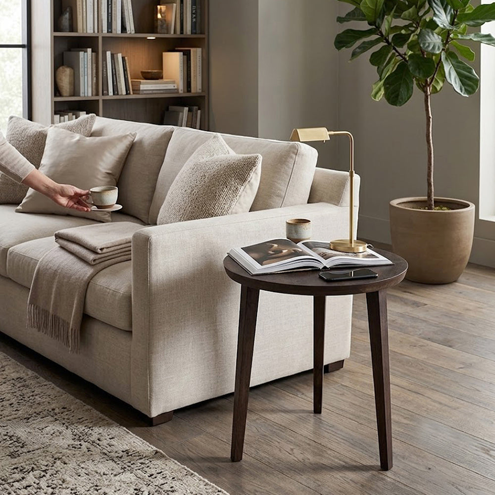 Orb Wooden Side Table, Large - Brown