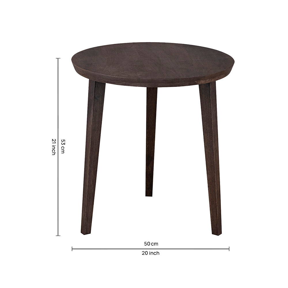 Orb Wooden Side Table, Large - Brown