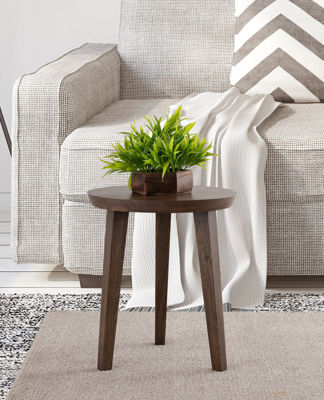 Orb Wooden Side Table, Small - Brown