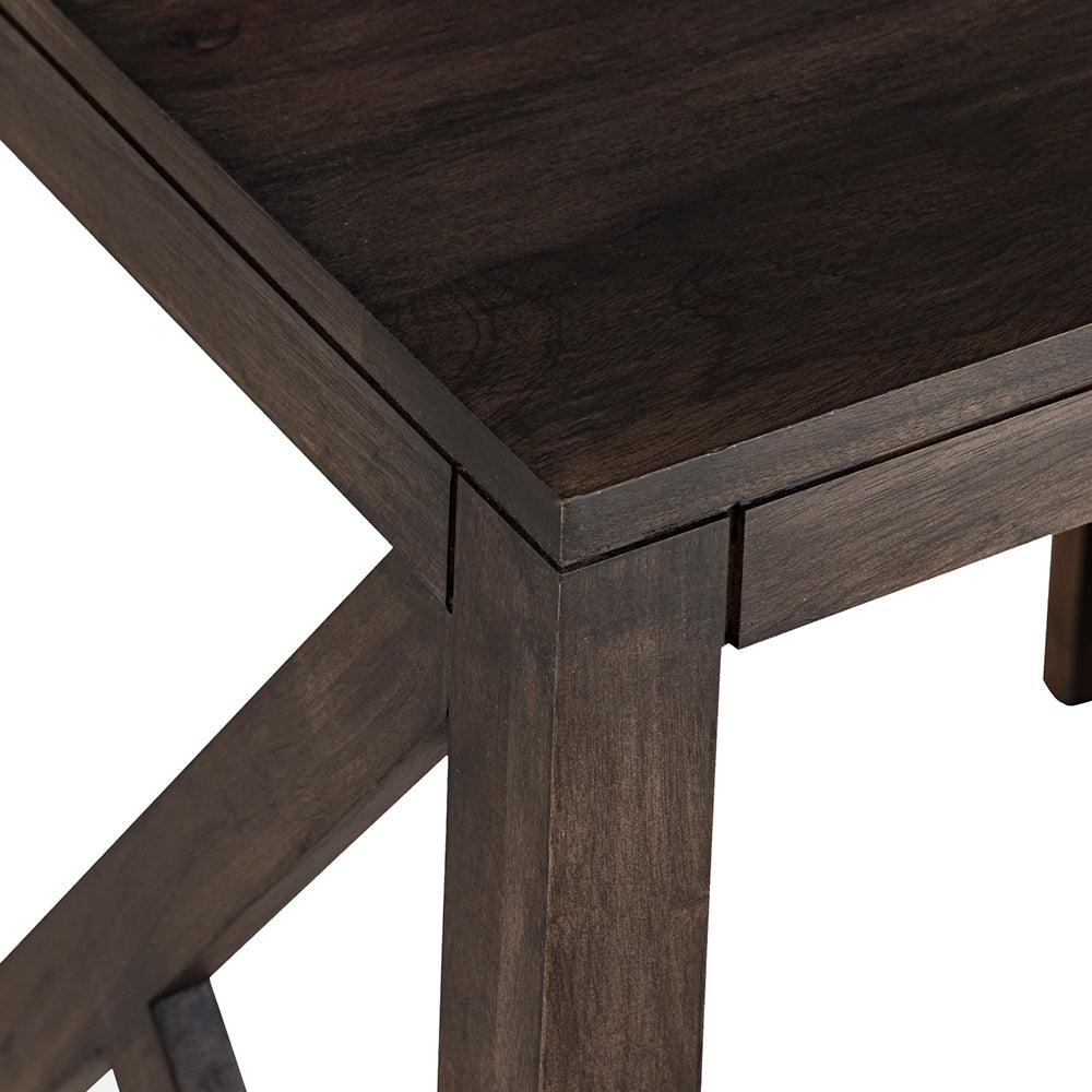 Cross Wooden Side Table, Small - Brown