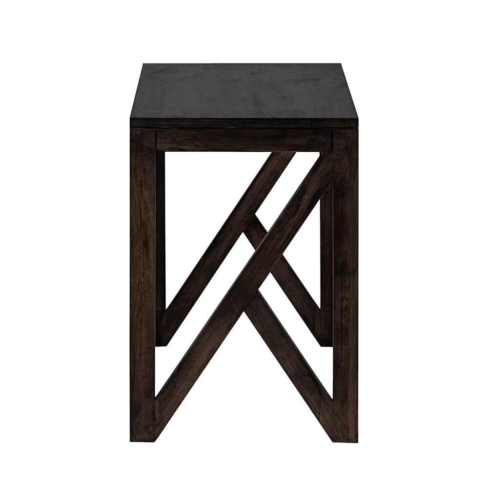 Cross Wooden Side Table, Large - Brown