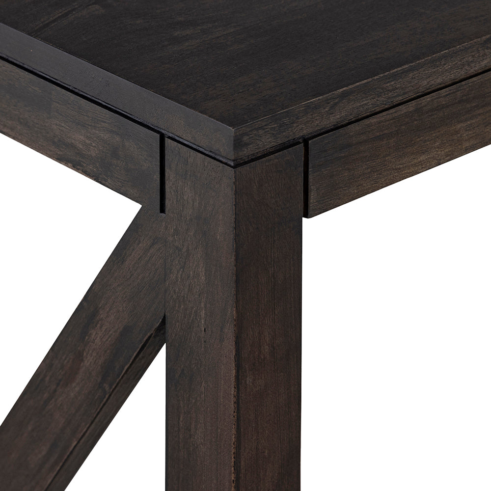 Cross Wooden Side Table, Large - Brown