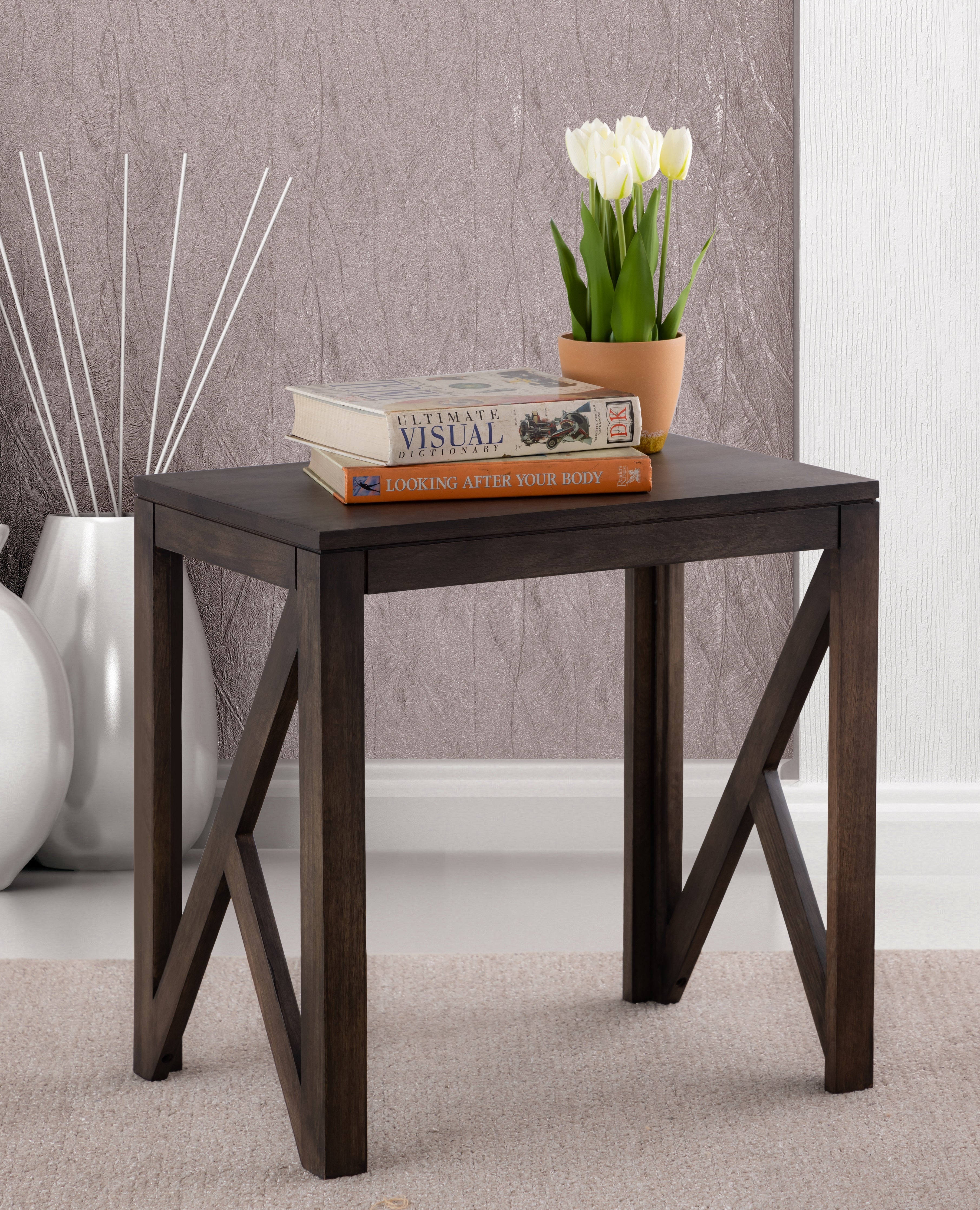 Grey Wooden Side Table For Home, Kitchen, Living Room, Bedroom, Balcony And Office