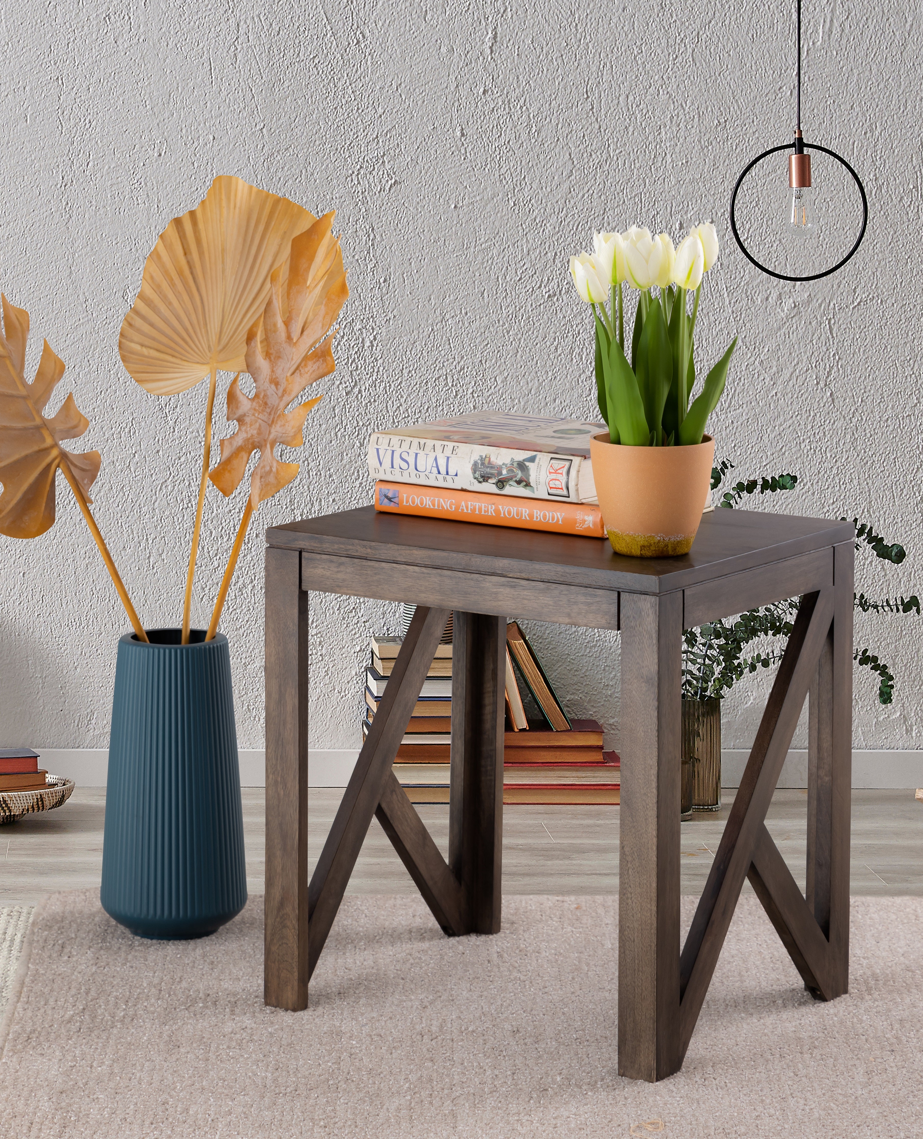 Grey Wooden Side Table For Home, Kitchen, Living Room, Bedroom, Balcony And Office