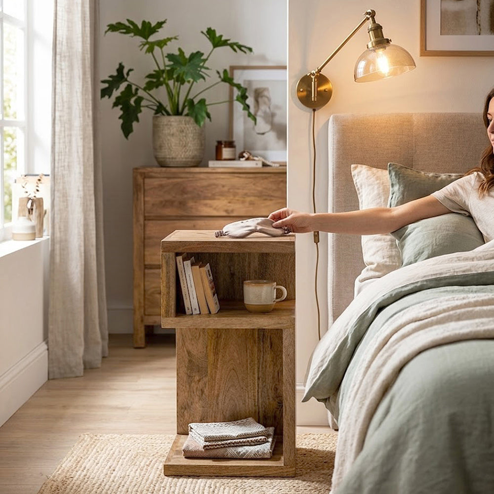 Helix Wooden Side Table - Natural