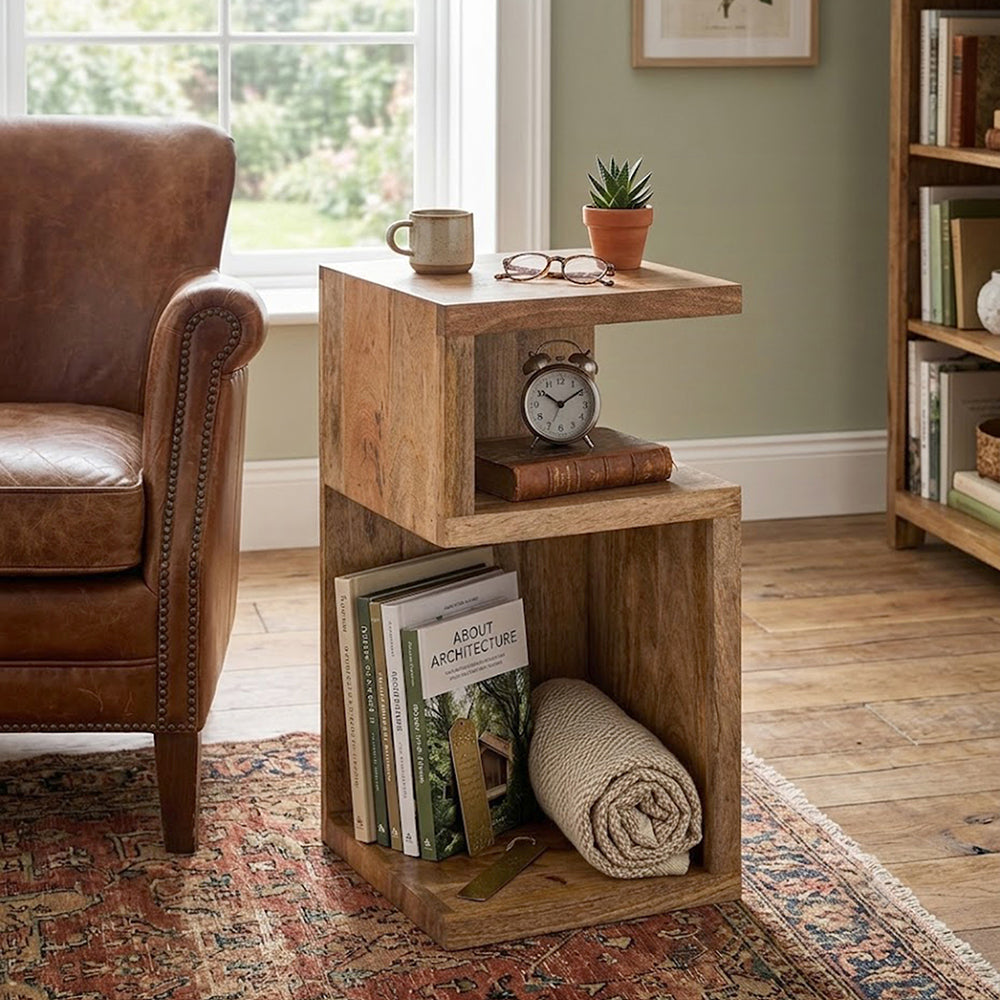 Helix Wooden Side Table - Natural