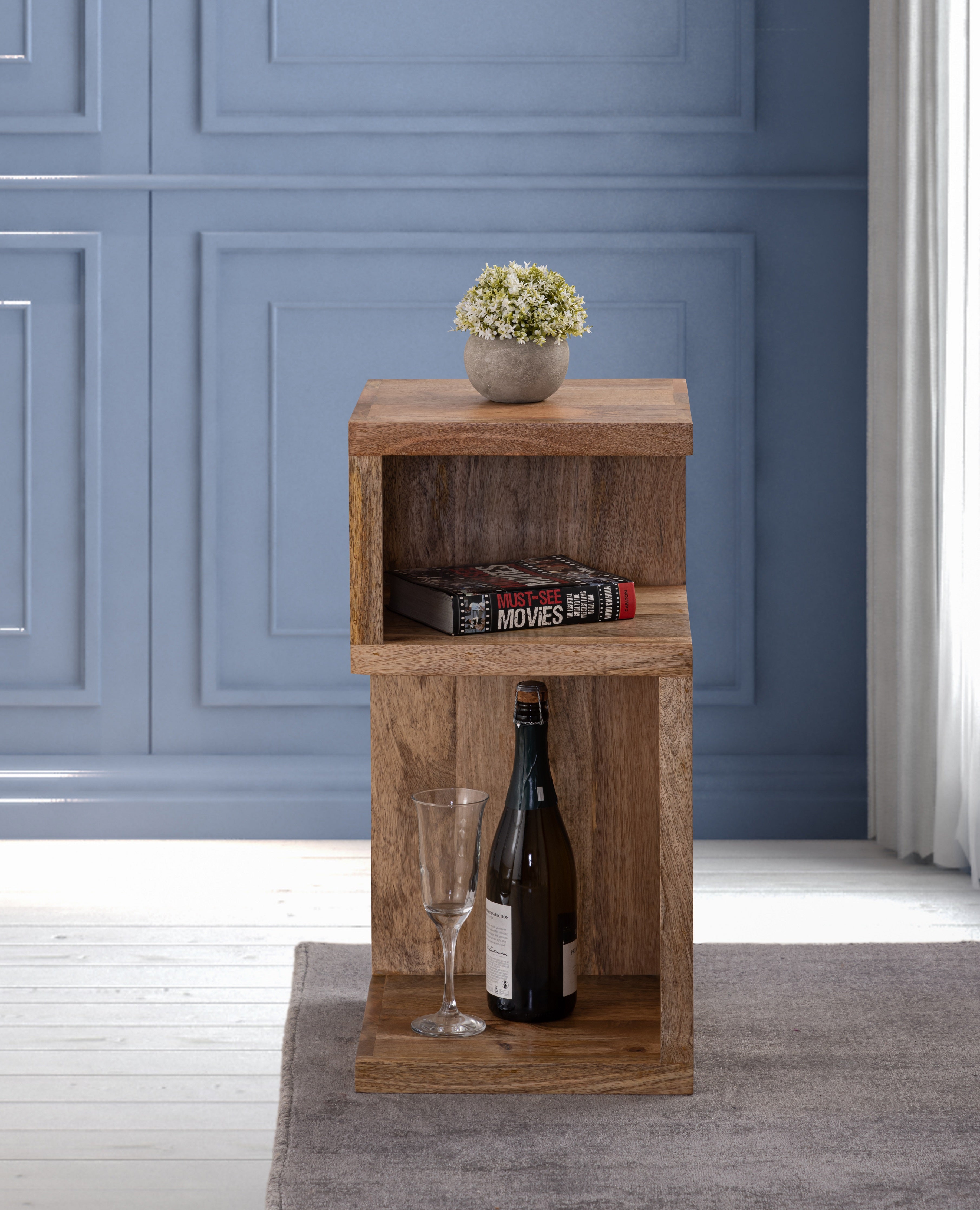Brown Wooden Open Storage Side Table For Home, Kitchen And Office