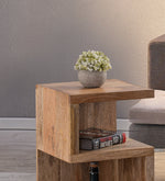 Brown Wooden Open Storage Side Table For Home, Kitchen And Office