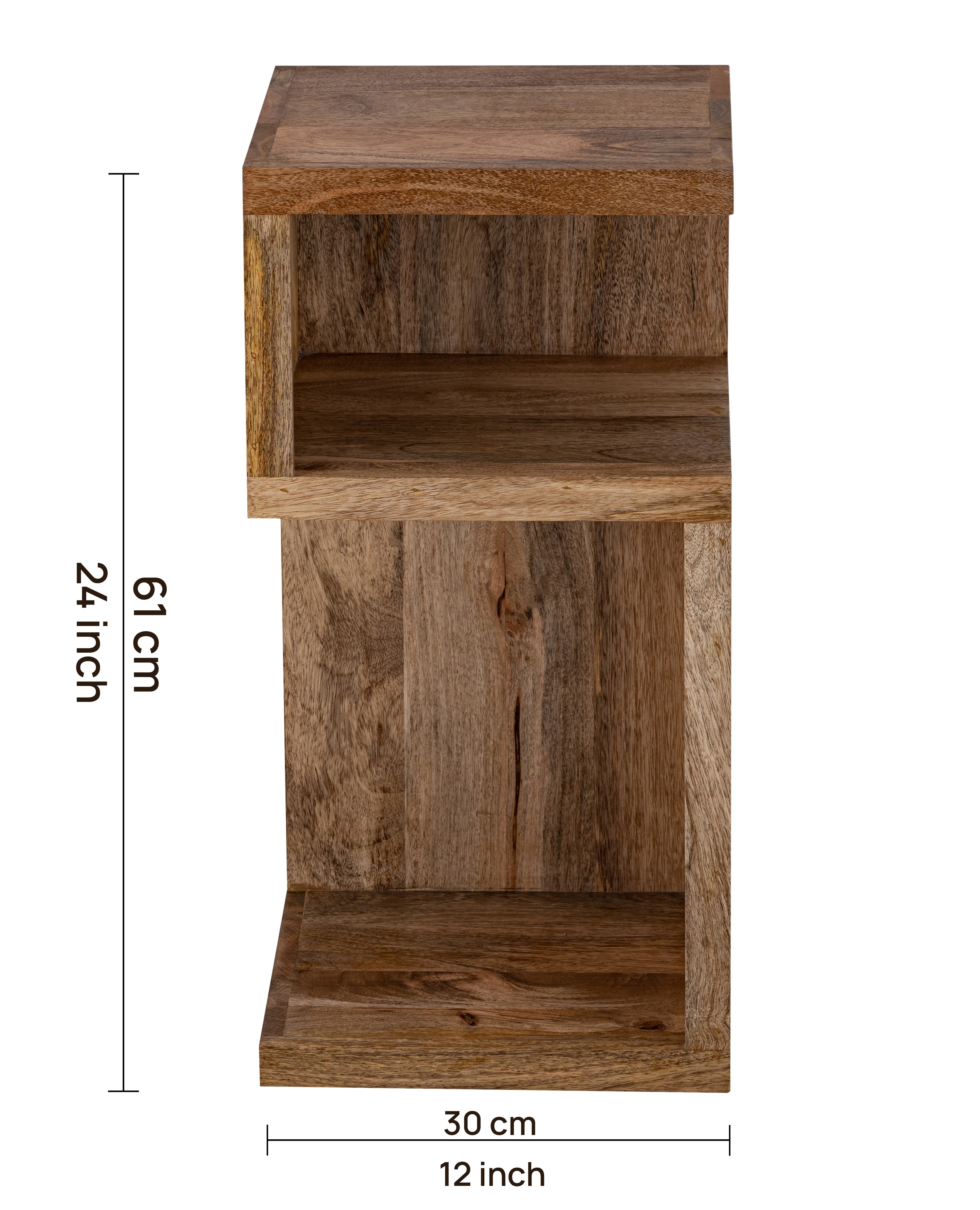 Brown Wooden Open Storage Side Table For Home, Kitchen And Office
