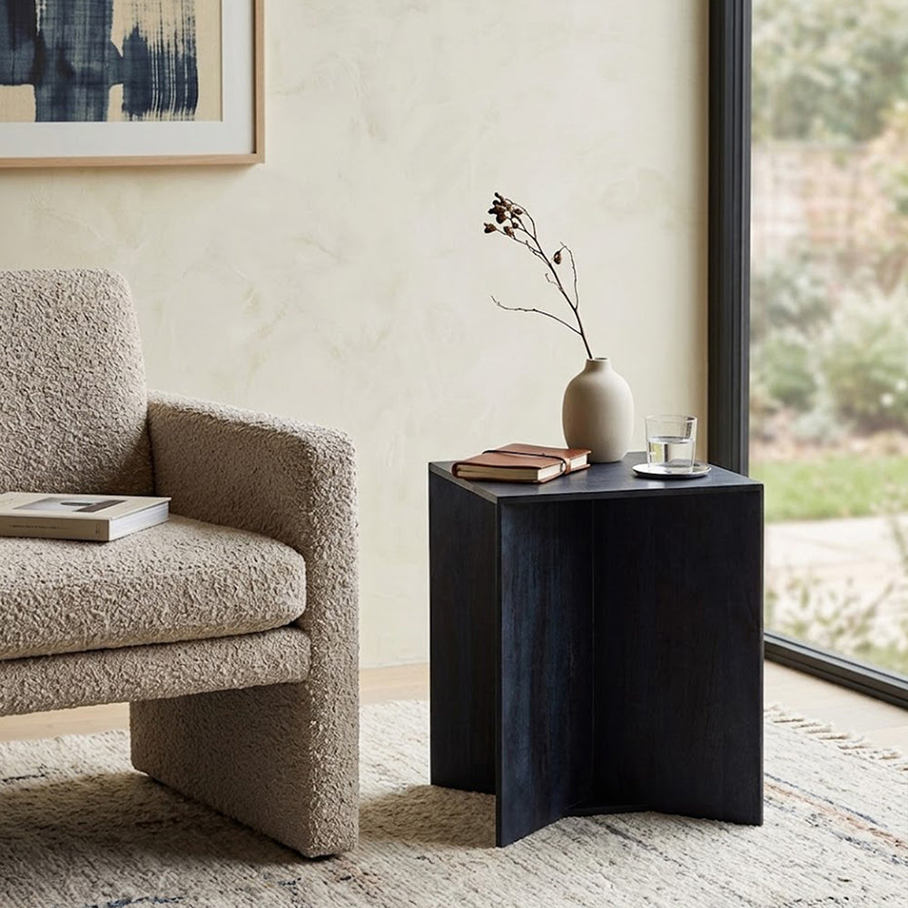 Trist Wooden Side Table - Blue