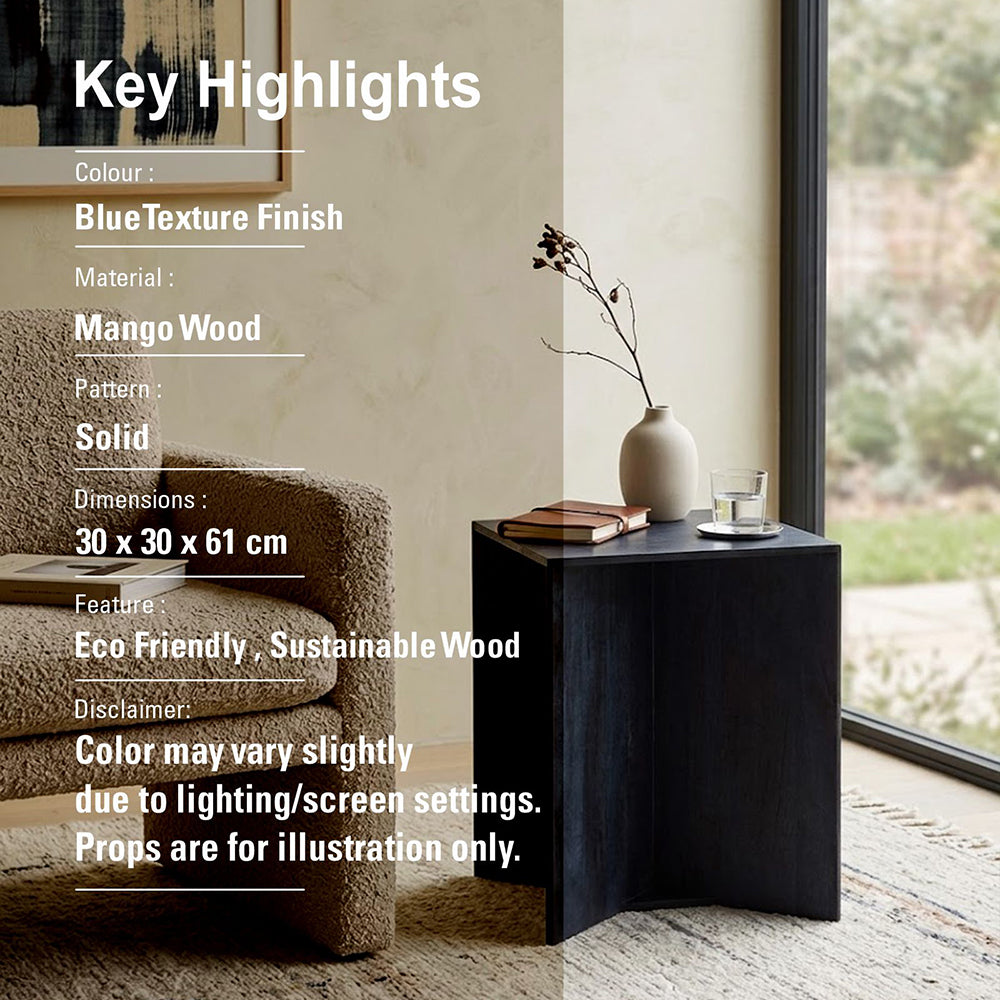 Trist Wooden Side Table - Blue