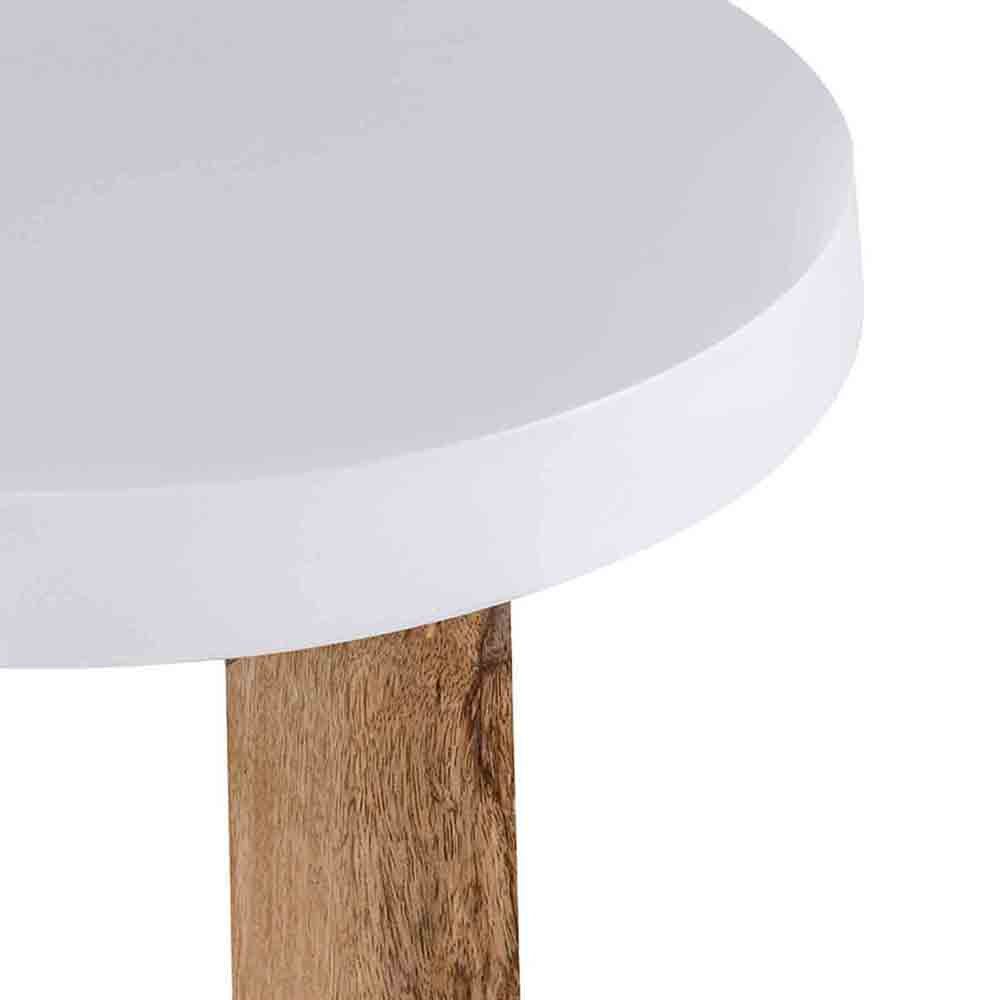 Denzo Wooden Stool - White & Natural