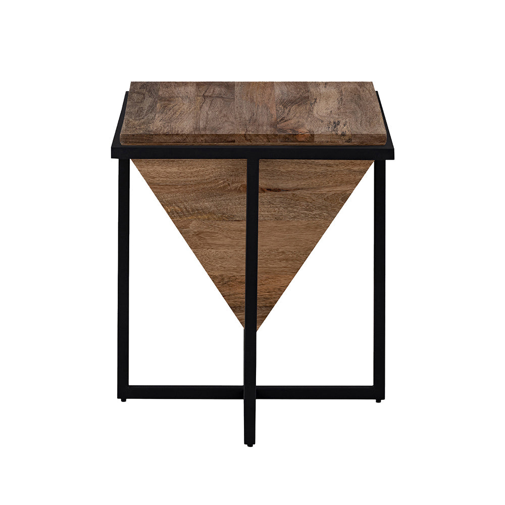 Prism Wooden Side Table - Brown