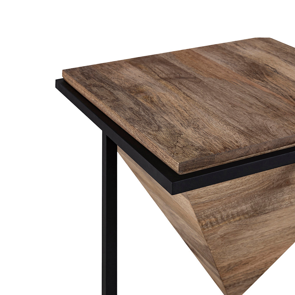 Prism Wooden Side Table - Brown