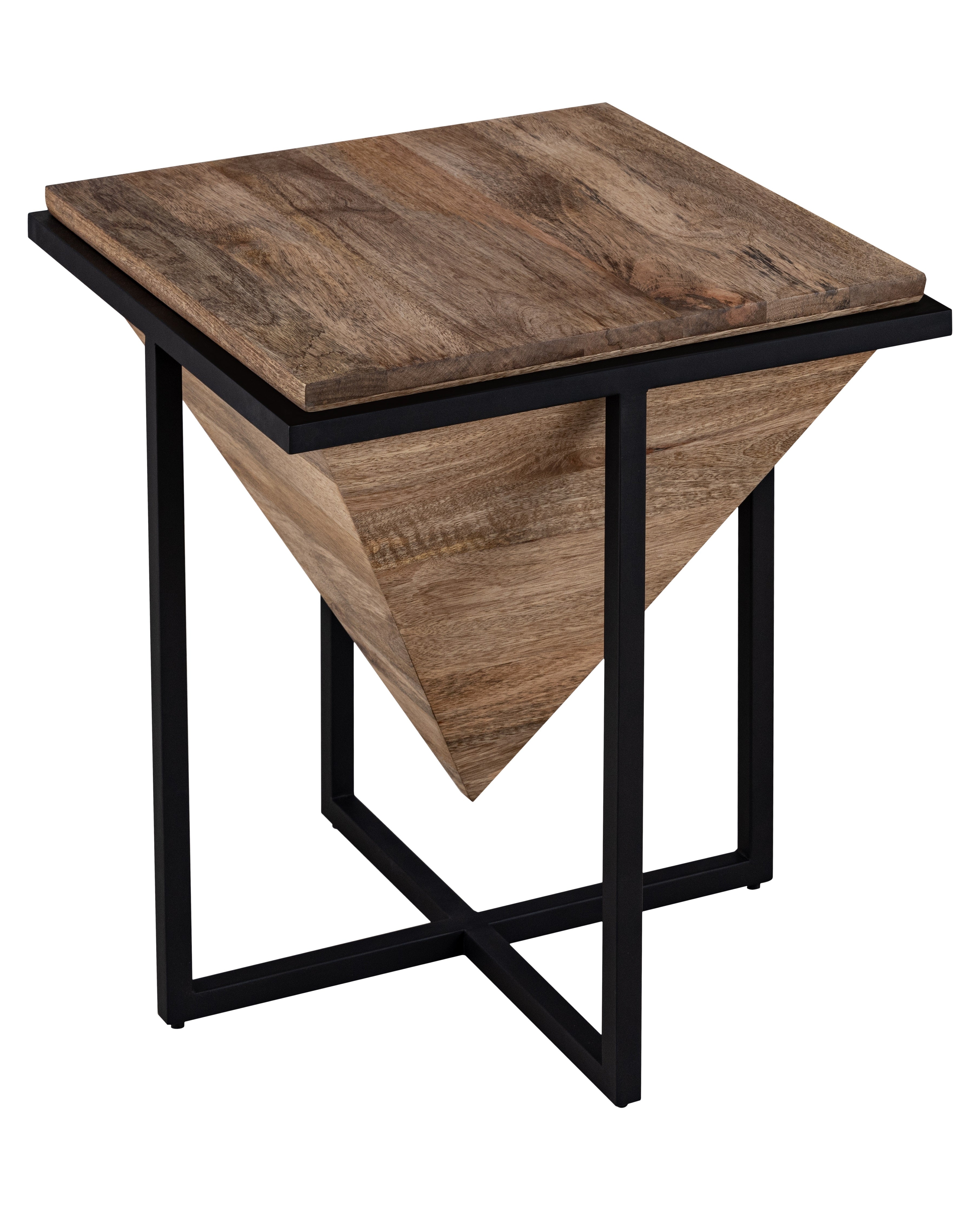 Metalsmith-Brown-Wooden-Side-Table-With-Metal-Stand-For-Home-Kitchen-And-Office