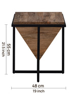 Brown Wooden Side Table With Metal Stand For Home And Office